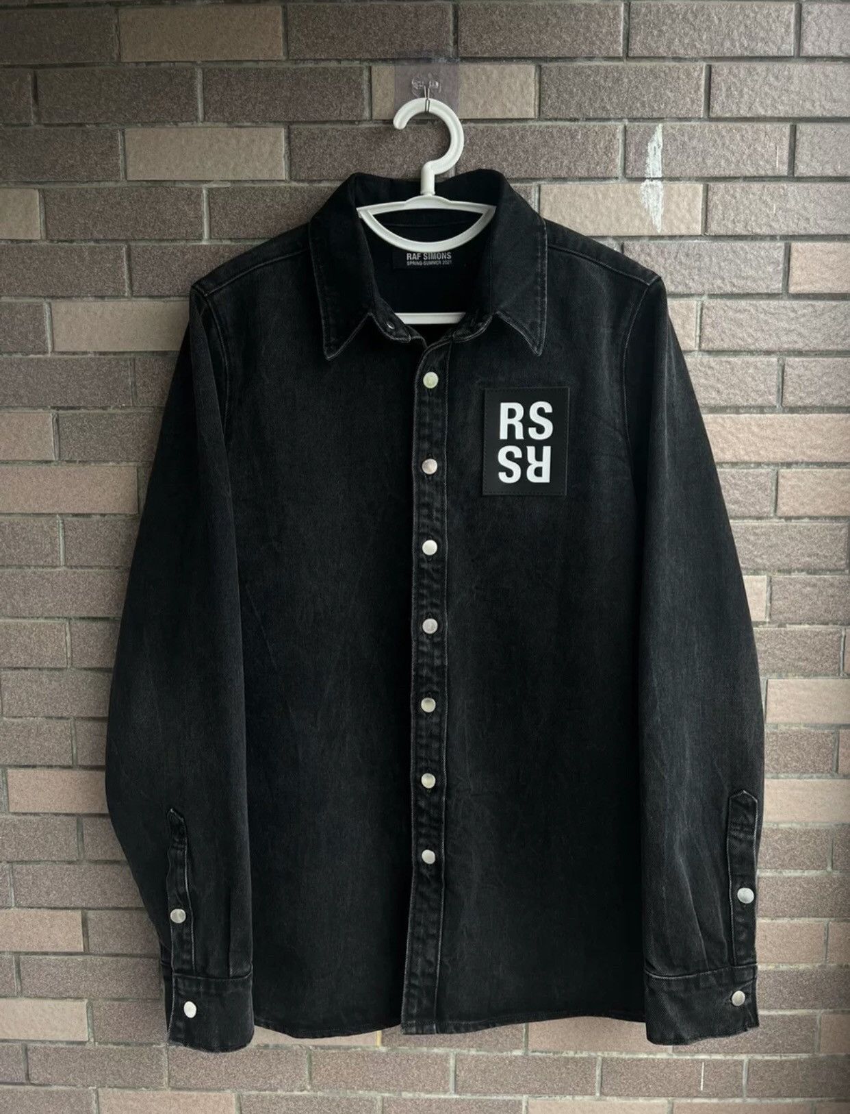 Raf Simons Raf Simons 21SS Black Leather Label Denim Shirt | Grailed