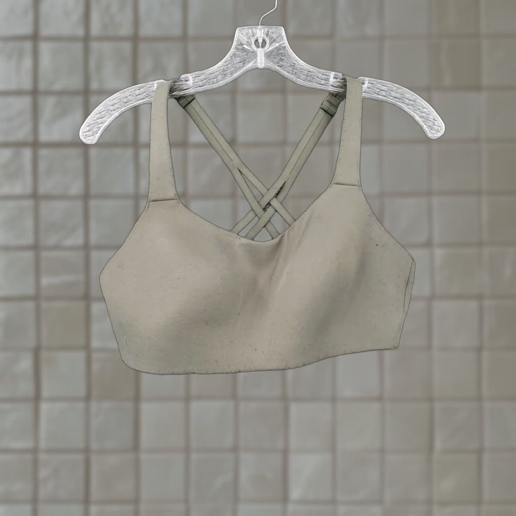 Lululemon Sports Bra Women M Medium Green Crossback Padded Activewear Wireless