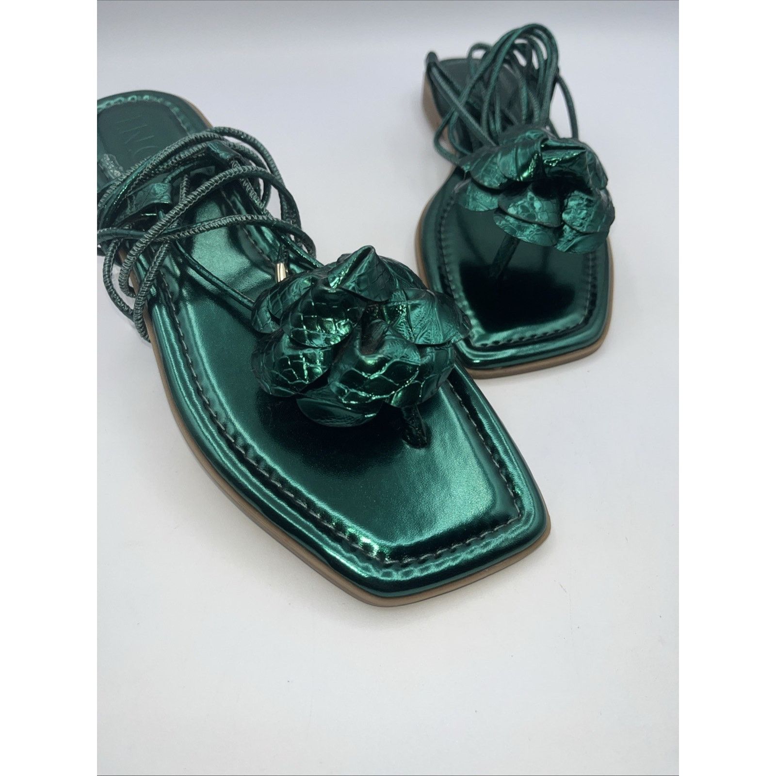 Other I.N.C. Womens Gilma Flower Flat Green 9M Viking Gladiator Size US 9 / IT 39 - 5 Thumbnail