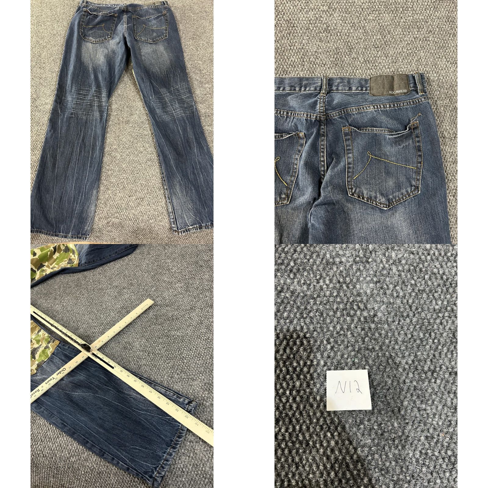 Rocawear Rocawear Jeans Mens 40 Blue Denim Straight Fit Distressed Camo Patchwork Baggy Pocketed Baggy Mens Size US 40 / EU 56 - 8 Thumbnail