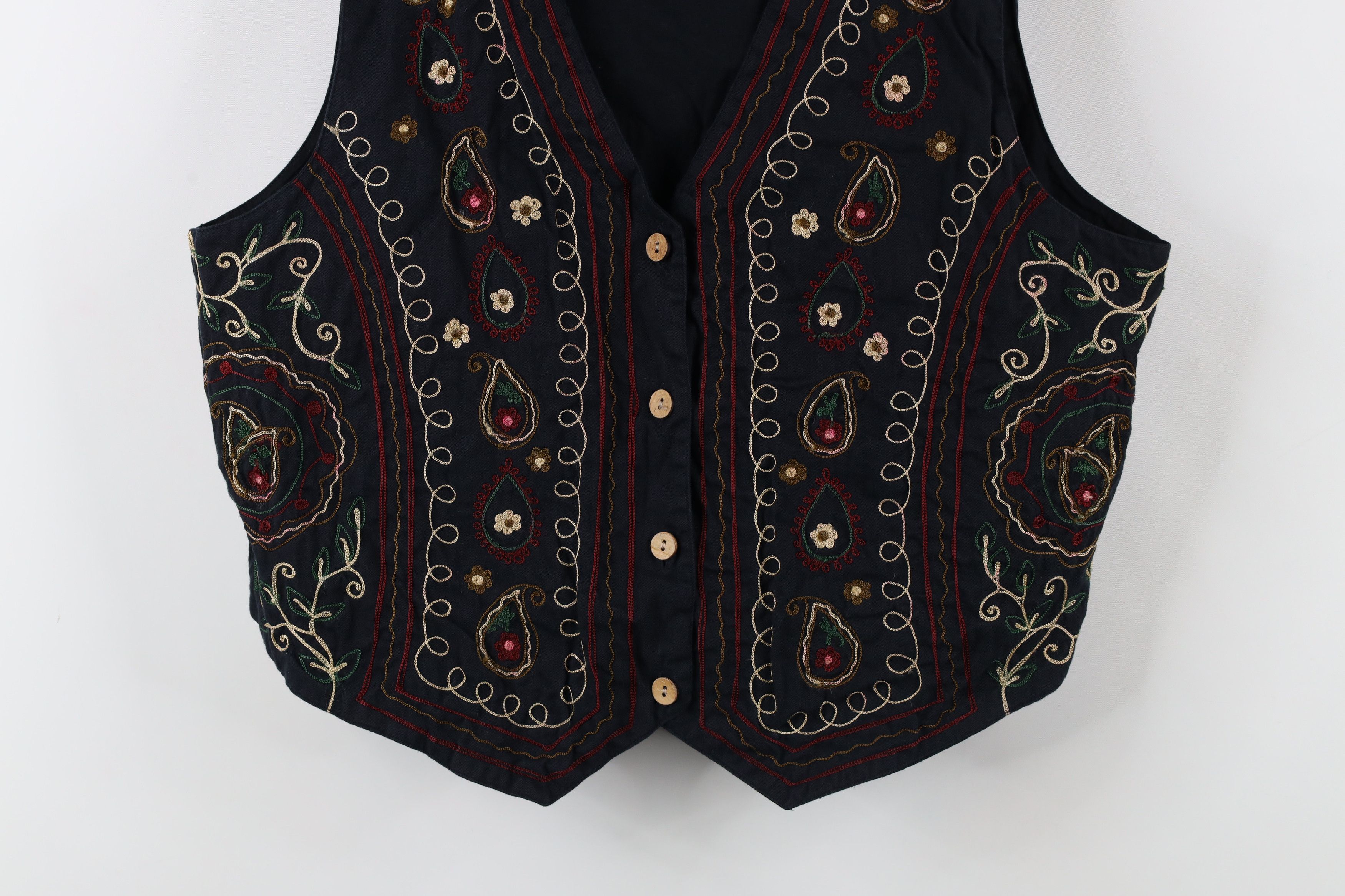 Vintage Vintage 90s Streetwear Embroidered Paisley Vest Jacket Size L / US 10 / IT 46 - 3 Thumbnail