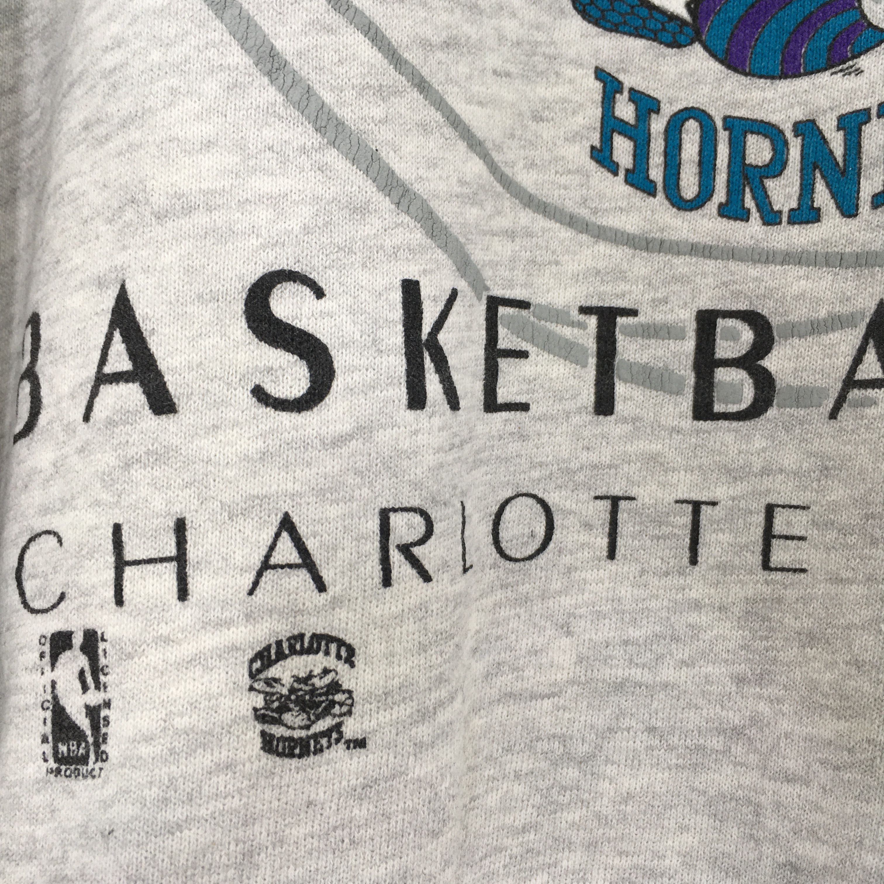 NBA × Salem Sportswear × Vintage Vintage 90s Charlotte Hornets NBA Sweatshirt XLarge Size US XL / EU 56 / 4 - 3 Thumbnail