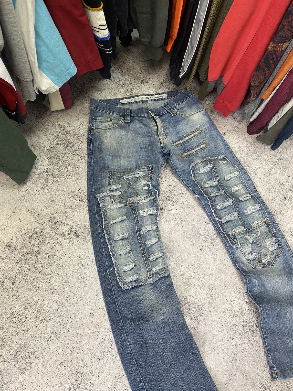 Japanese Brand × Vintage Vintage distressed patchwork denim y2k jeans Size US 32 / EU 48 - 4 Thumbnail