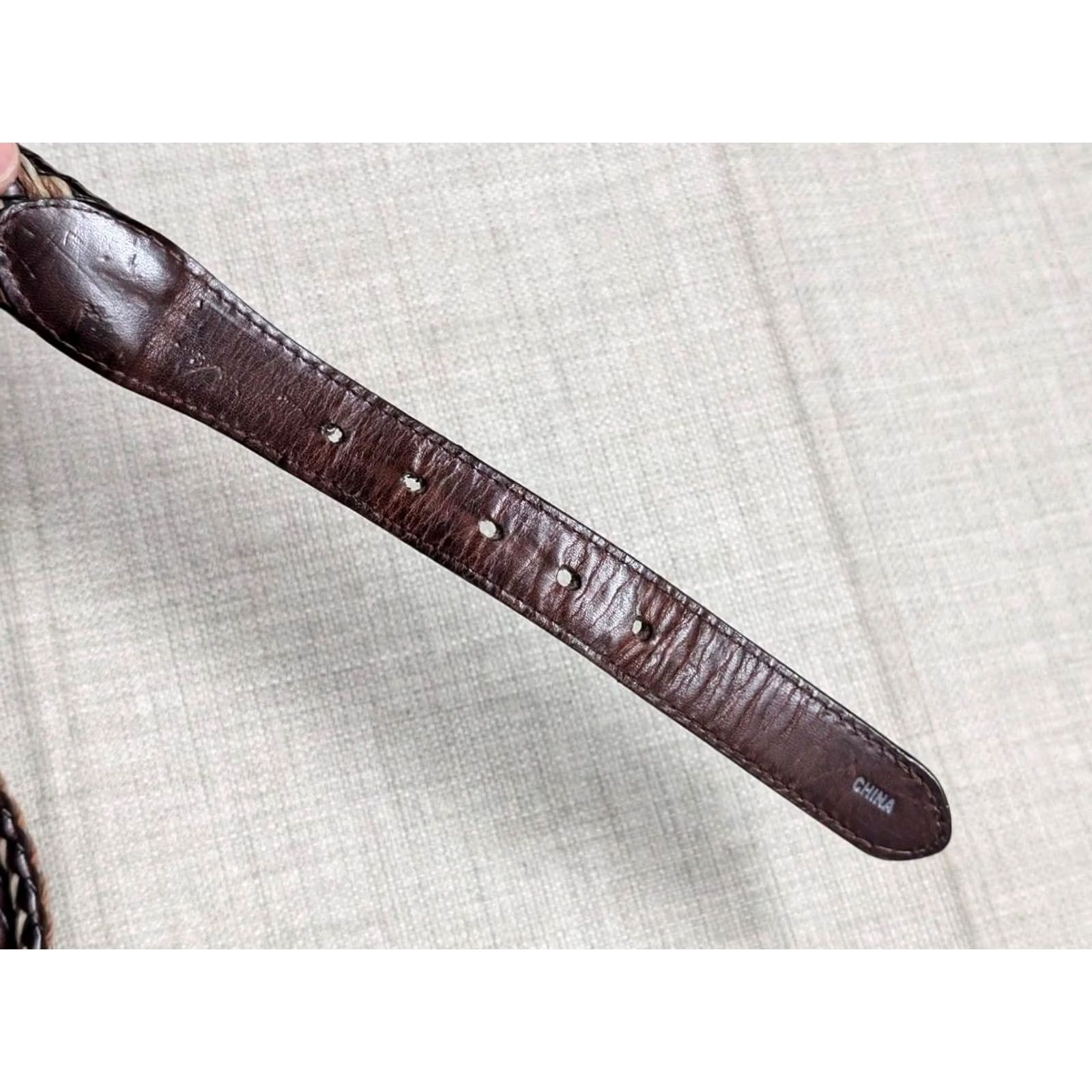 Brighton VINTAGE Brighton leather WEAVE braided belt Men 42 brown braided/Woven Belt 1-1/4" width, belt length 47" 41-44" holes Mens Size 42 - 7 Thumbnail