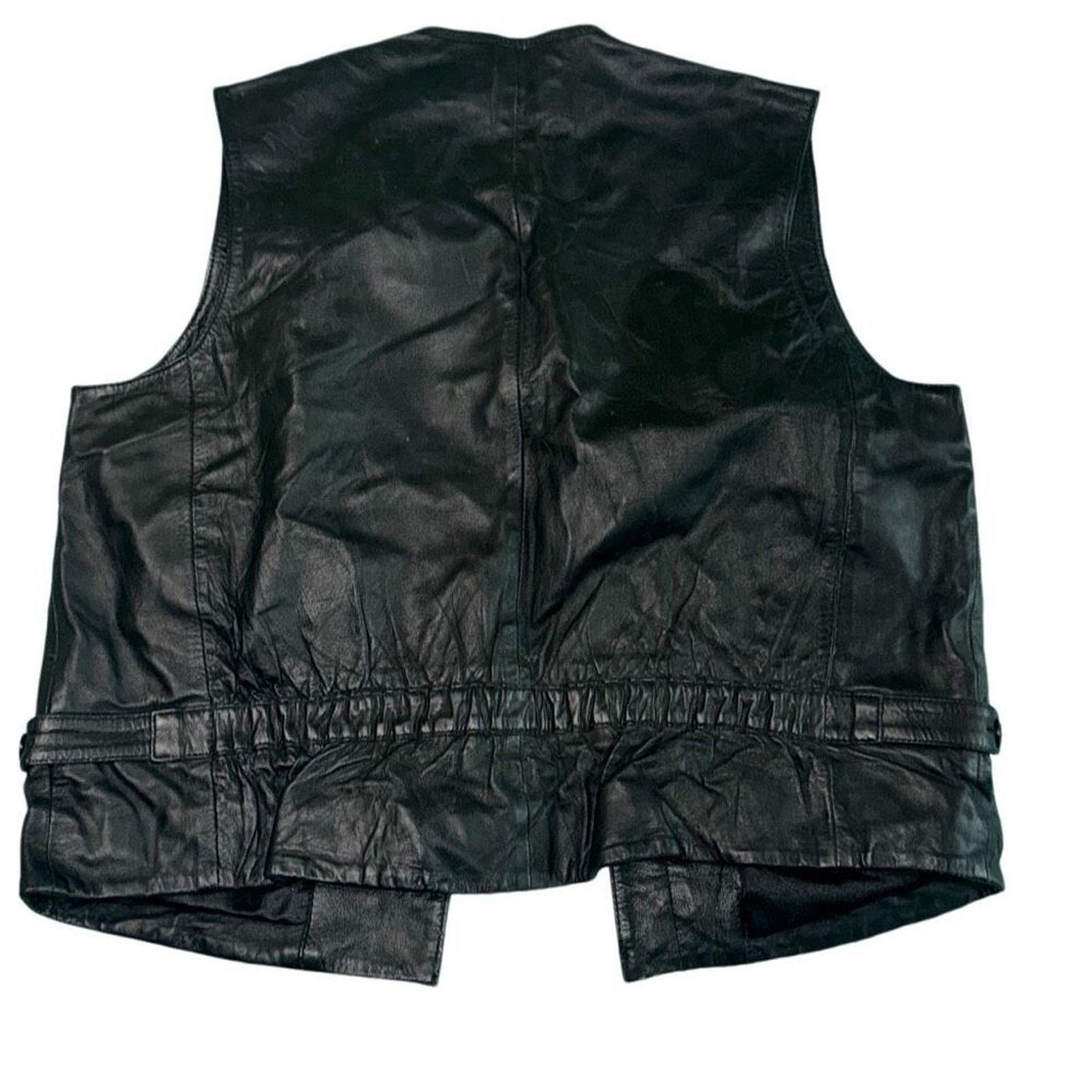 Harve Benard Harve Bernard leather vest dark collarless button vest M Size M / US 6-8 / IT 42-44 - 2 Thumbnail