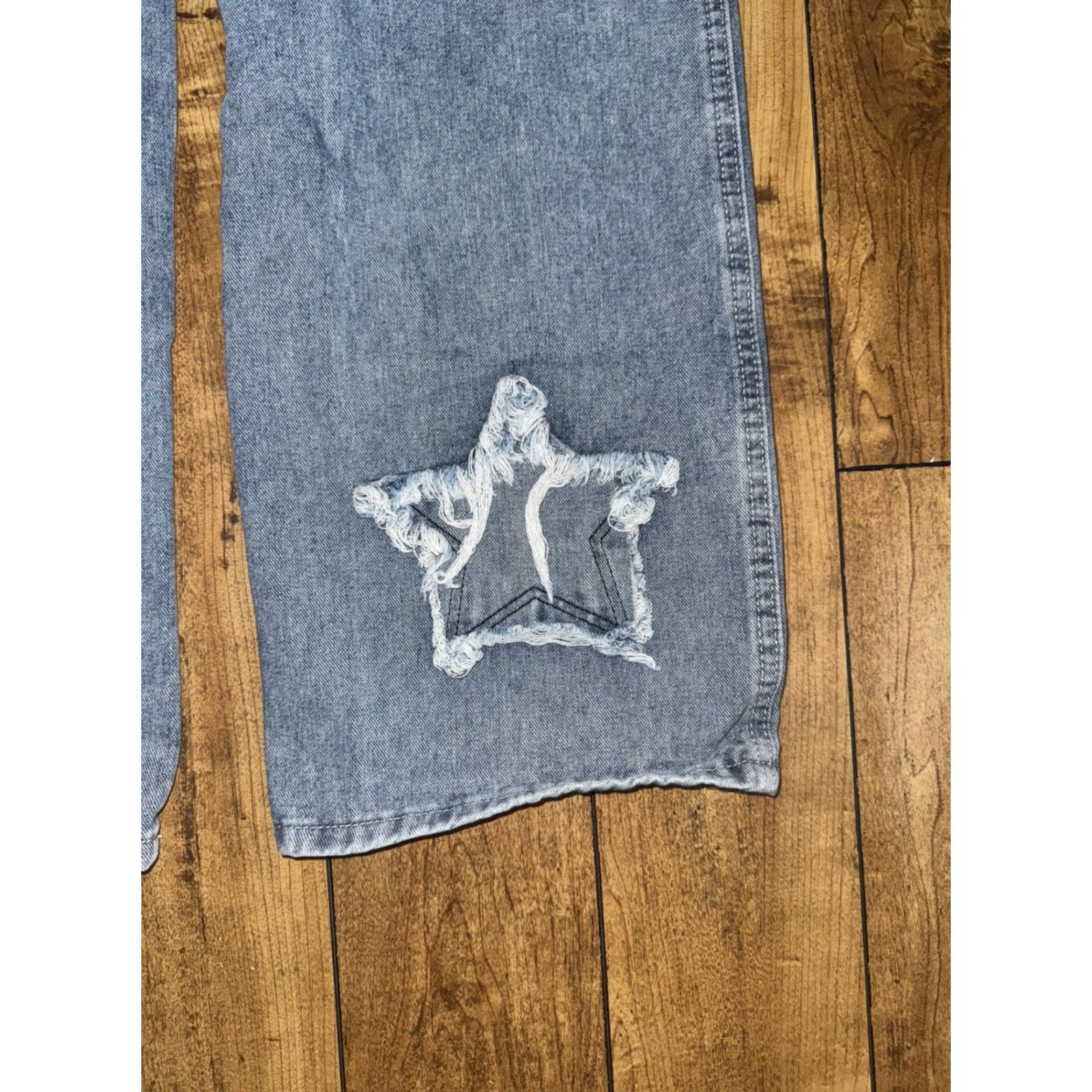 Denime Y2K Star Cutout Distressed Denim Jeans Baggy 30x33 Streetwear Size US 30 / EU 46 - 7 Thumbnail