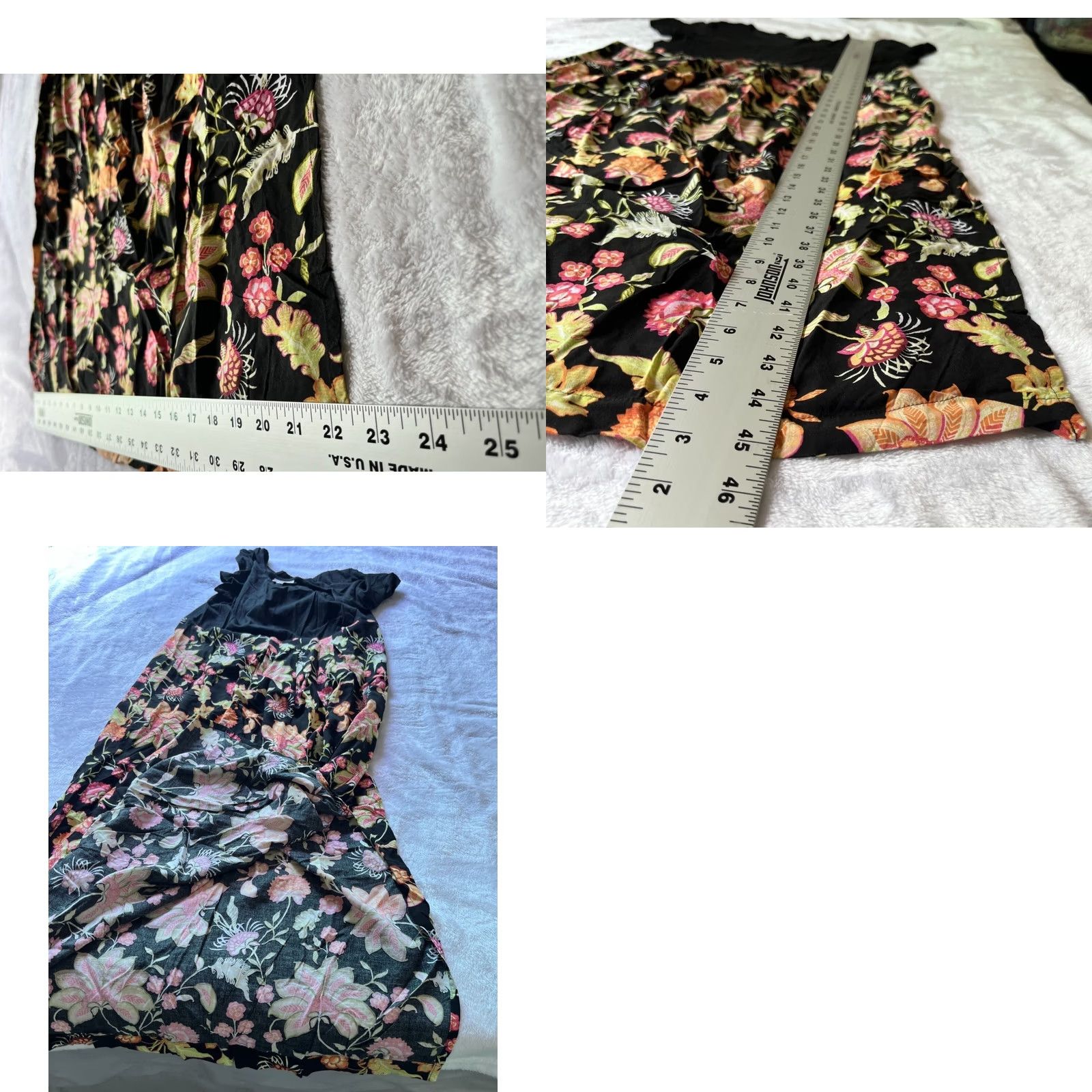 J. Jill J. Jill Womens Black Floral Midi Dress V-Neck Short Sleeves Petite Small Summer Size 28" / US 6 / IT 42 - 8 Thumbnail