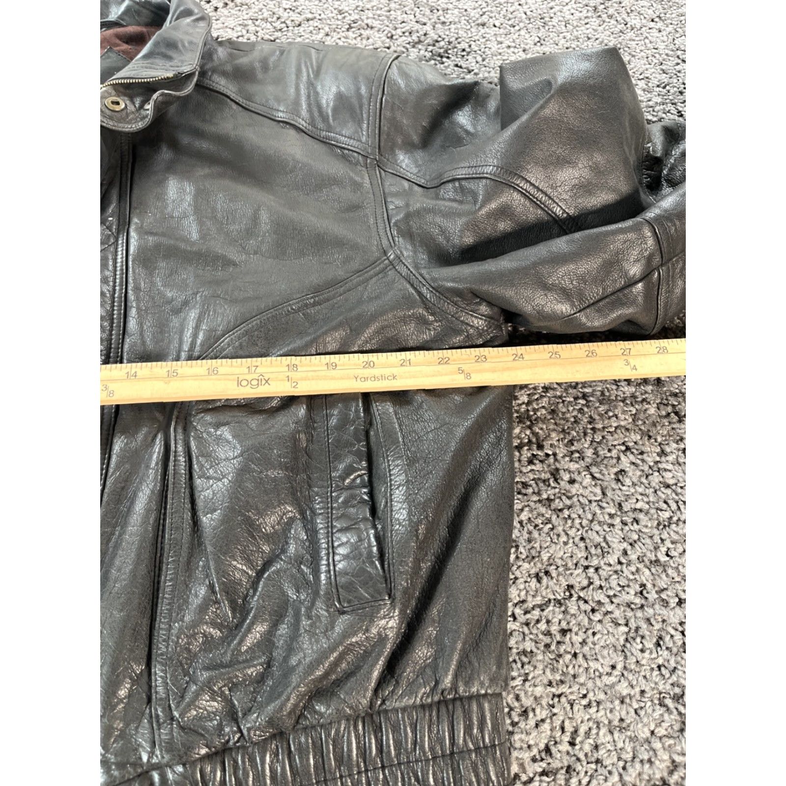 Vintage VINTAGE John Ashford Leather Bomber Jacket Mens L Black 90s Flight Aviator Lined Full Zip Pockets Size US L / EU 52-54 / 3 - 3 Thumbnail
