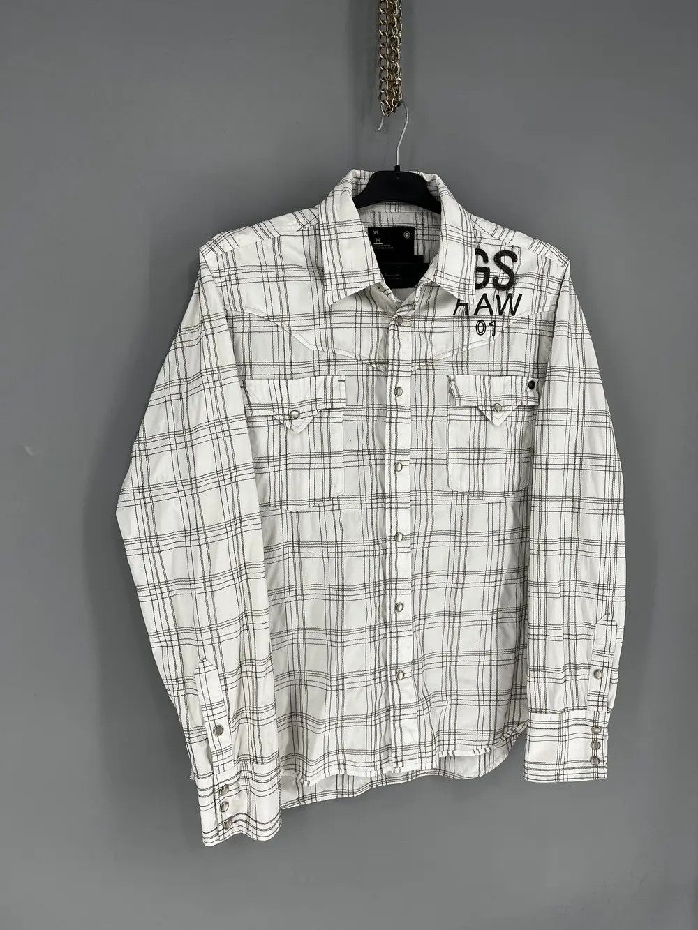 Vintage Vintage Y2K G Star Raw Men’s Plaid Shirt With Big Logo Size US XL / EU 56 / 4 - 2 Thumbnail