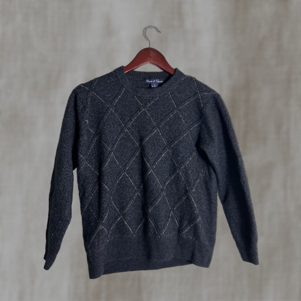 Vintage Davis And Squire Womens Large Pullover Sweater Gray Merino Wool Cashmere Blend Size L / US 10 / IT 46 - 1 Thumbnail
