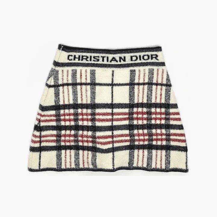 Dior Dior Color Block Plaid A-Line Skirt Size 37" - 3 Thumbnail