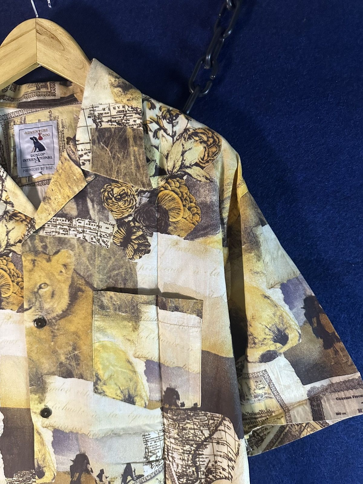 GOA Crazy Rare!!! Vintage 90s Dunlop Safari AOP Shirt GOA style Size US L / EU 52-54 / 3 - 2 Thumbnail