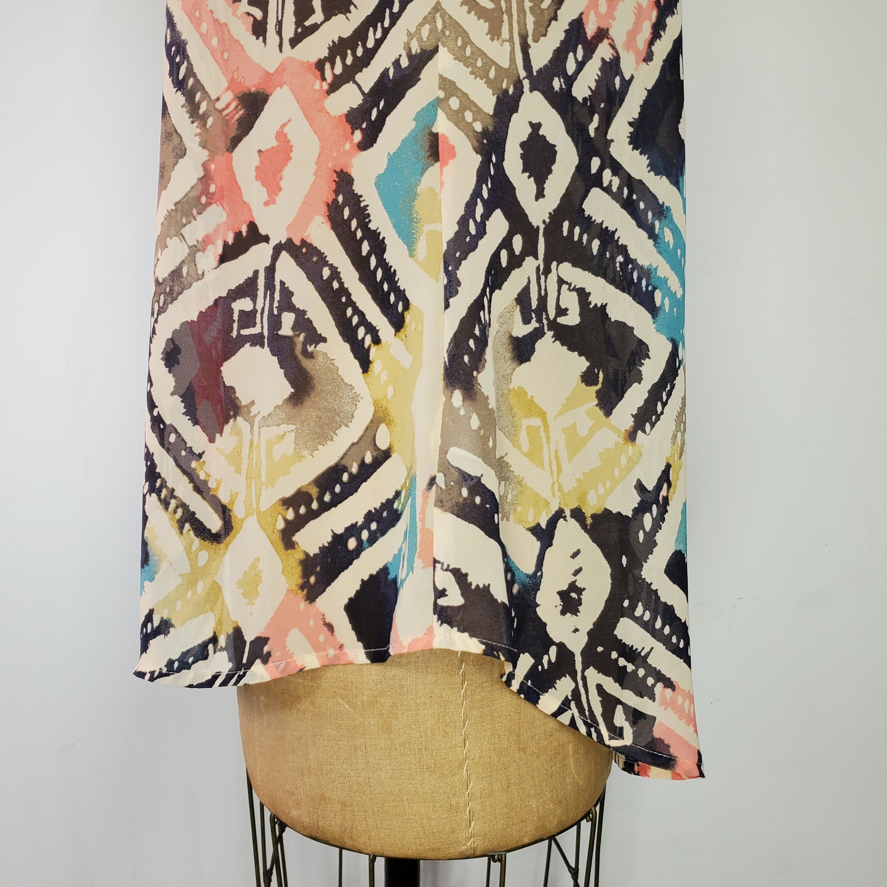Other Blu Pepper Size L Blouse Long Bell Sleeve Ikat Pink Blue Size L / US 10 / IT 46 - 7 Thumbnail