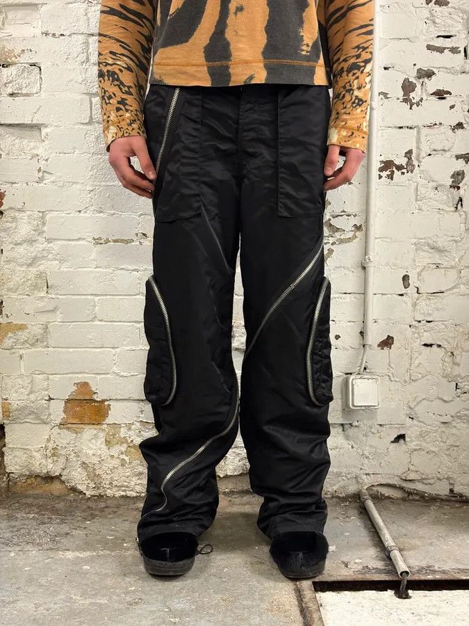 Vintage Archive Black Nylon Tornado Zip Pants Size US 32 / EU 48 - 1 Thumbnail
