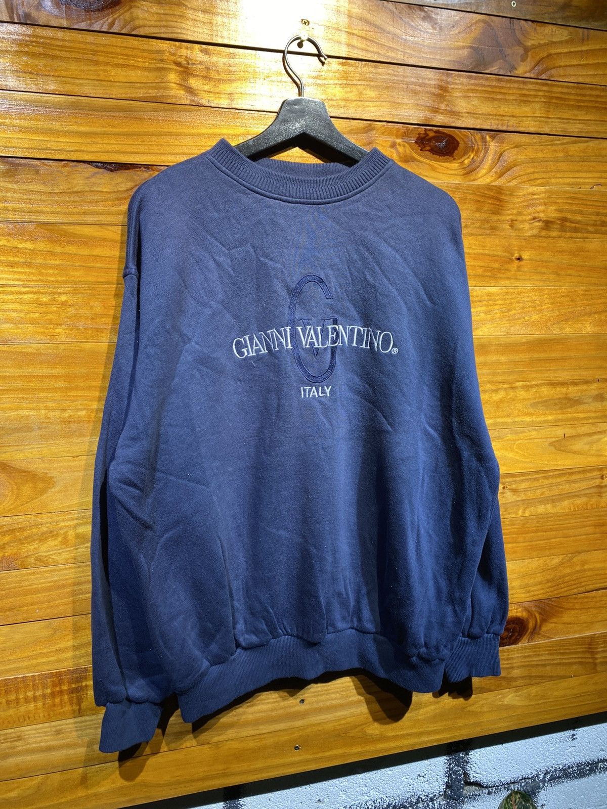 Gianni Valentino Vintage Gianni Valentino Italy Navy Blue Sweatshirt Classic Size US XL / EU 56 / 4 - 3 Thumbnail