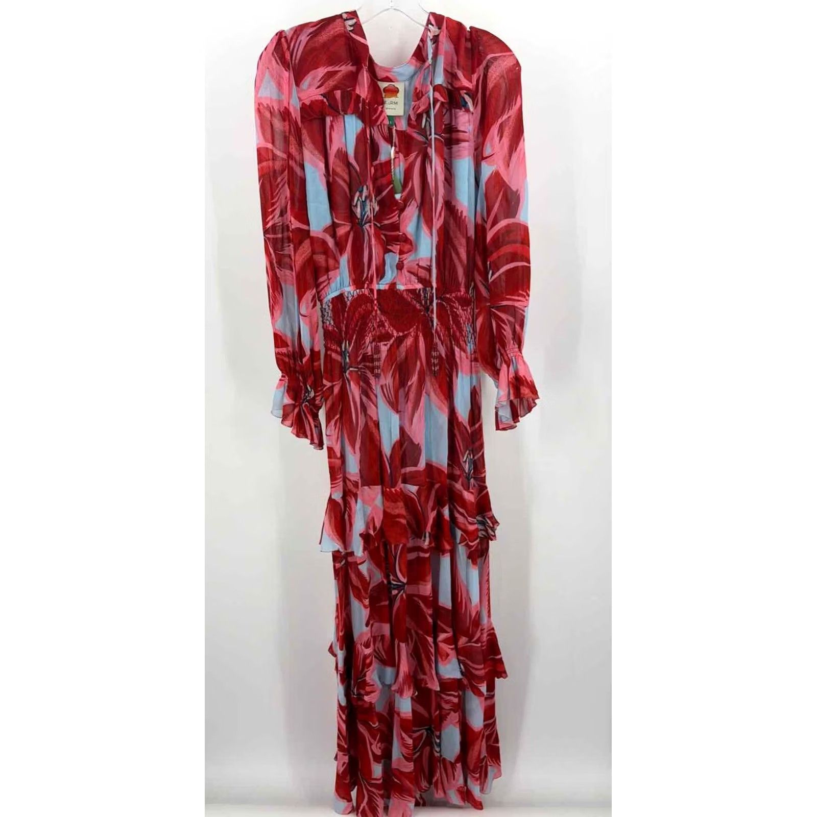 Farm Rio Farm Rio Maxi Dress Size Small Red Long Sleeve Pre-Owned Size S / US 4 / IT 40 - 2 Thumbnail