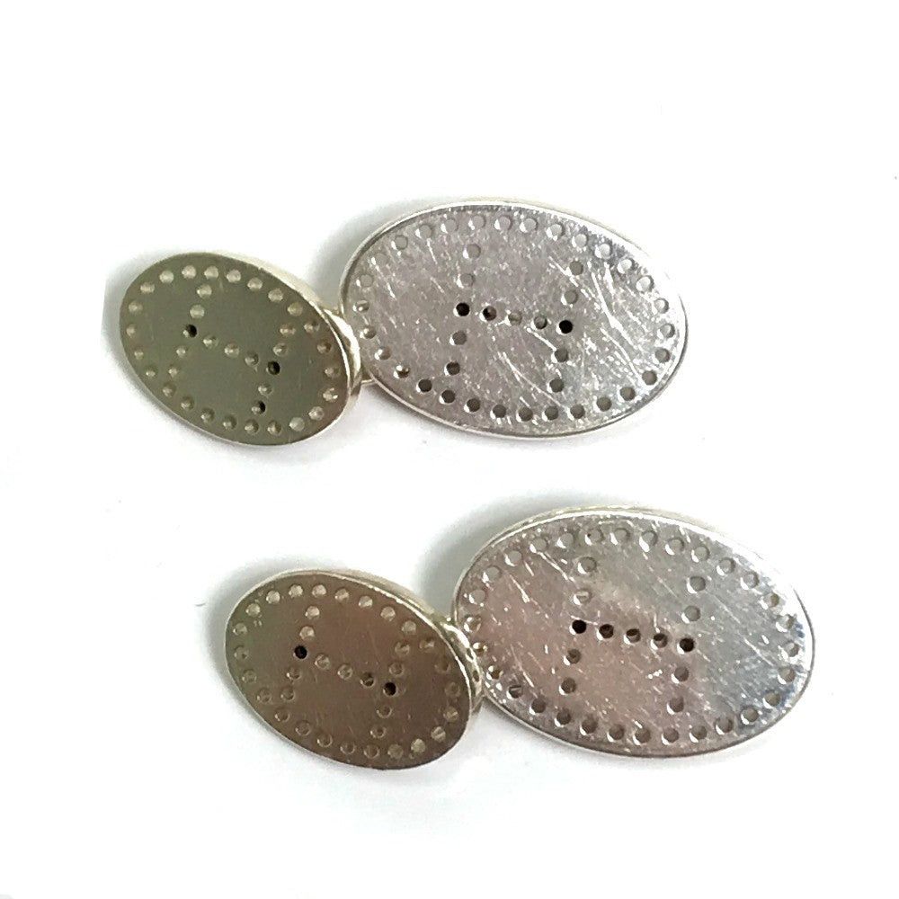 Hermes Hermes Punched Logo H Motif Evelyn Cuff Links Cuffs Sv925 Men Silver Size ONE SIZE - 1 Thumbnail