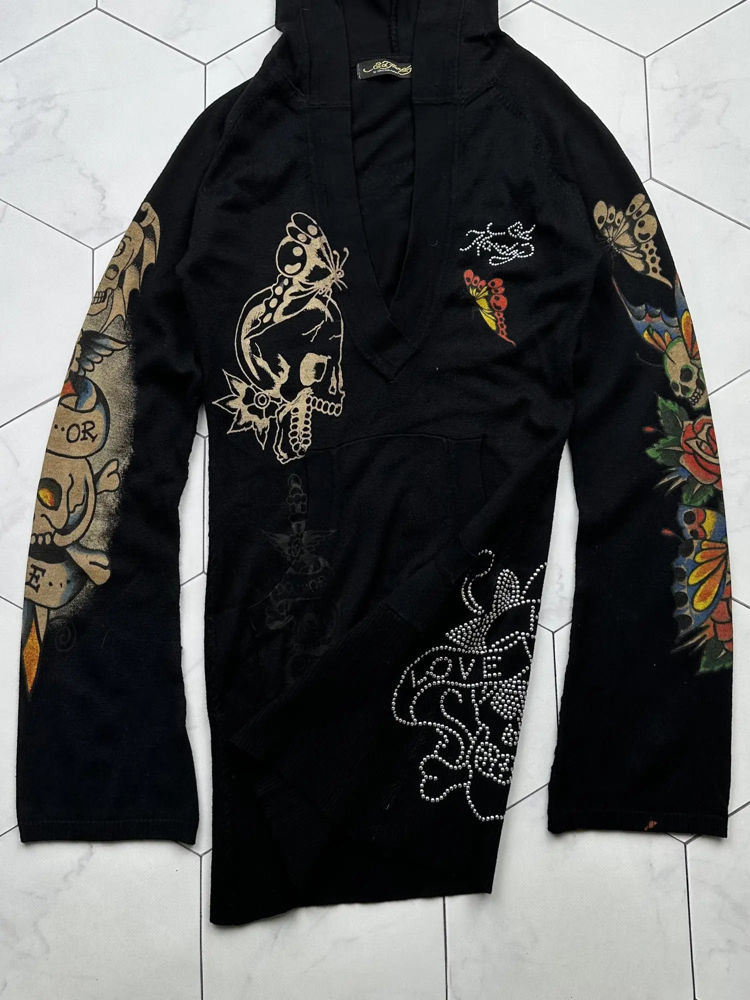 Christian Audigier Ed Hardy Vintage Hooded Dress (B72) Size S / US 4 / IT 40 - 3 Thumbnail