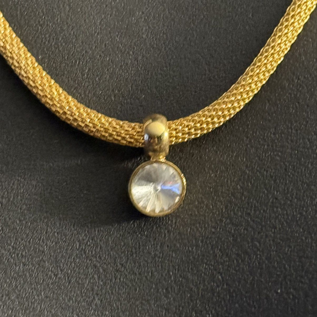 Other Gold tone crystal pendant mesh chain necklace/earrings set Size ONE SIZE - 2 Thumbnail