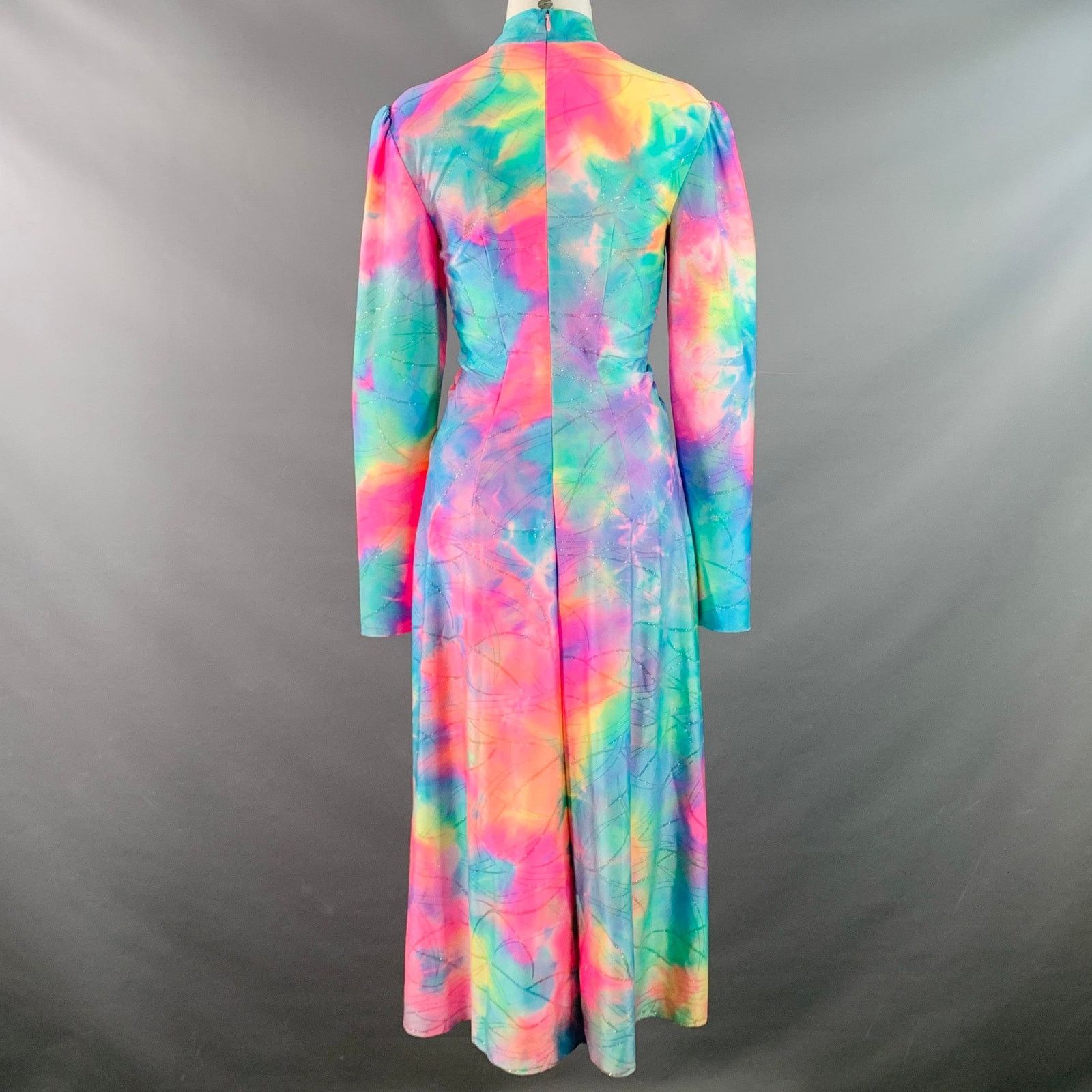 Sies Marjan M Multi Color Polyamide Tie Dye Long Sleeve Ruched Dress Size M / US 6-8 / IT 42-44 - 4 Thumbnail