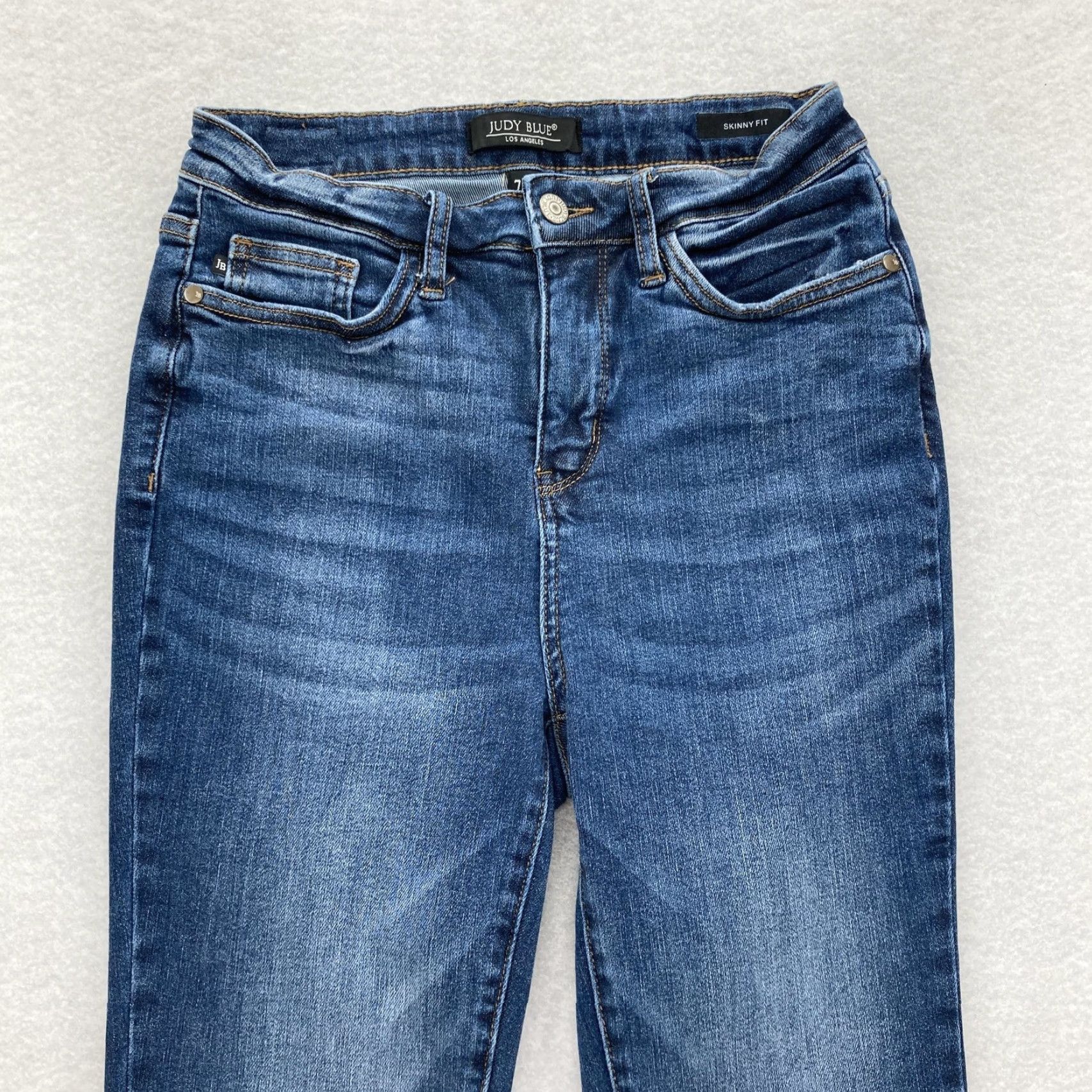 Denime Judy Blue Jeans Womens Skinny Fit Medium Wash Blue Stretch Denim 28in Inseam Pockets Slim Rise Mid 8.5-10.5in Size 28" / US 6 / IT 42 - 2 Thumbnail
