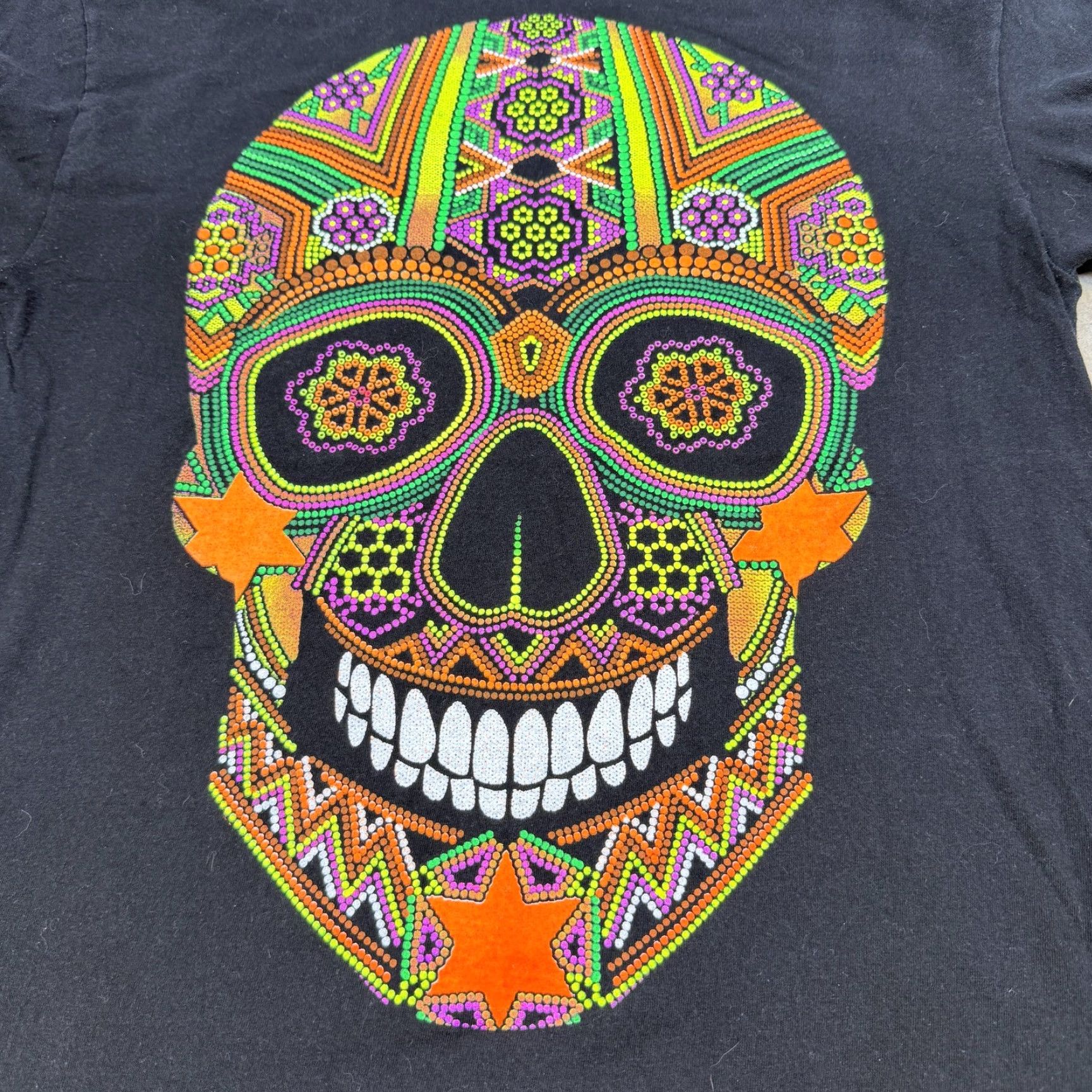 Sugar VINTAGE Sugar Skull Graphic Shirt Mens L Black Double Sided Day Of Dead Halloween Size US L / EU 52-54 / 3 - 3 Thumbnail