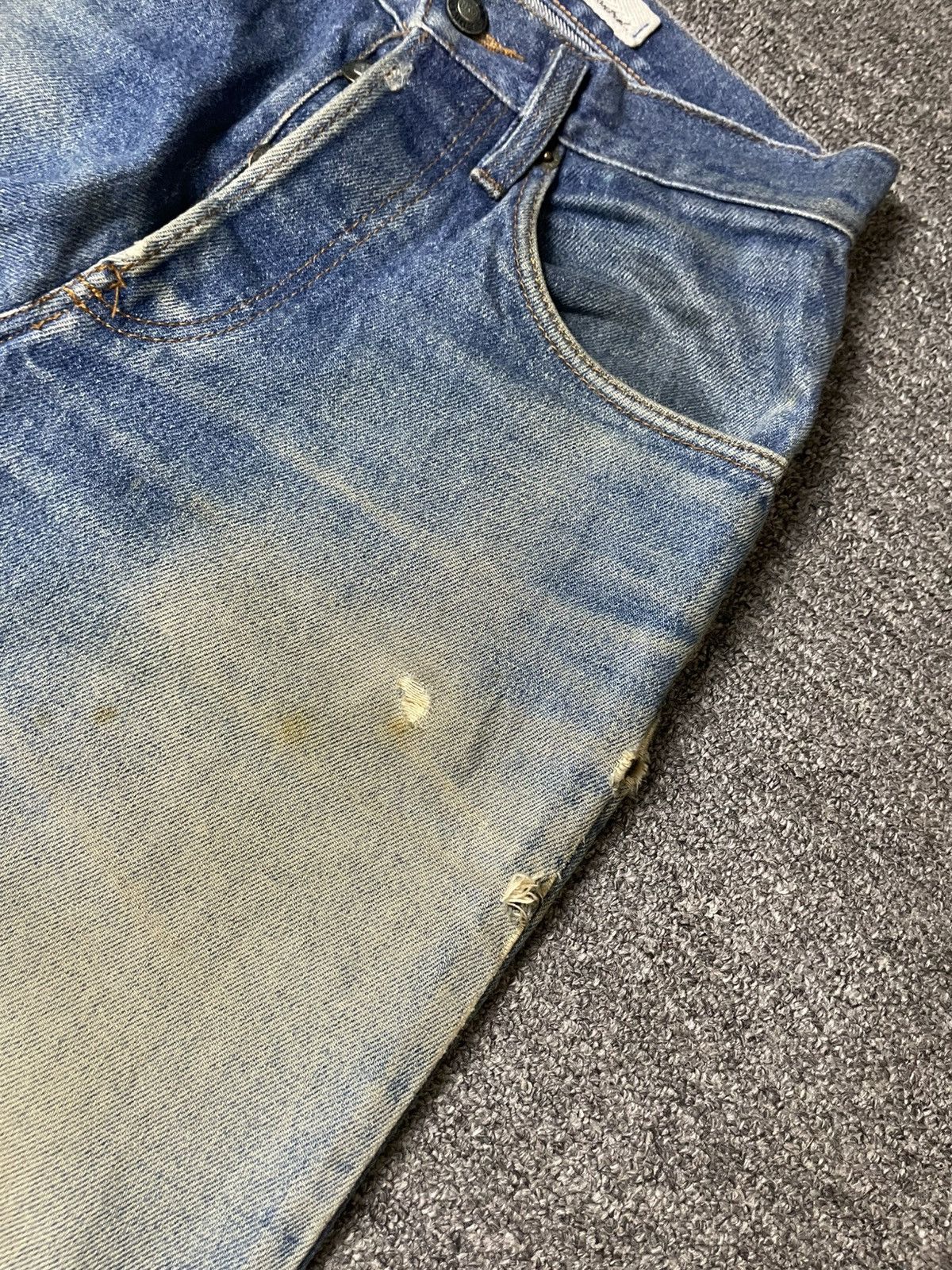 Edwin × Vintage Vintage EDWIN Loose Cut Ripped Jeans (117) Size US 28 / EU 44 - 6 Thumbnail