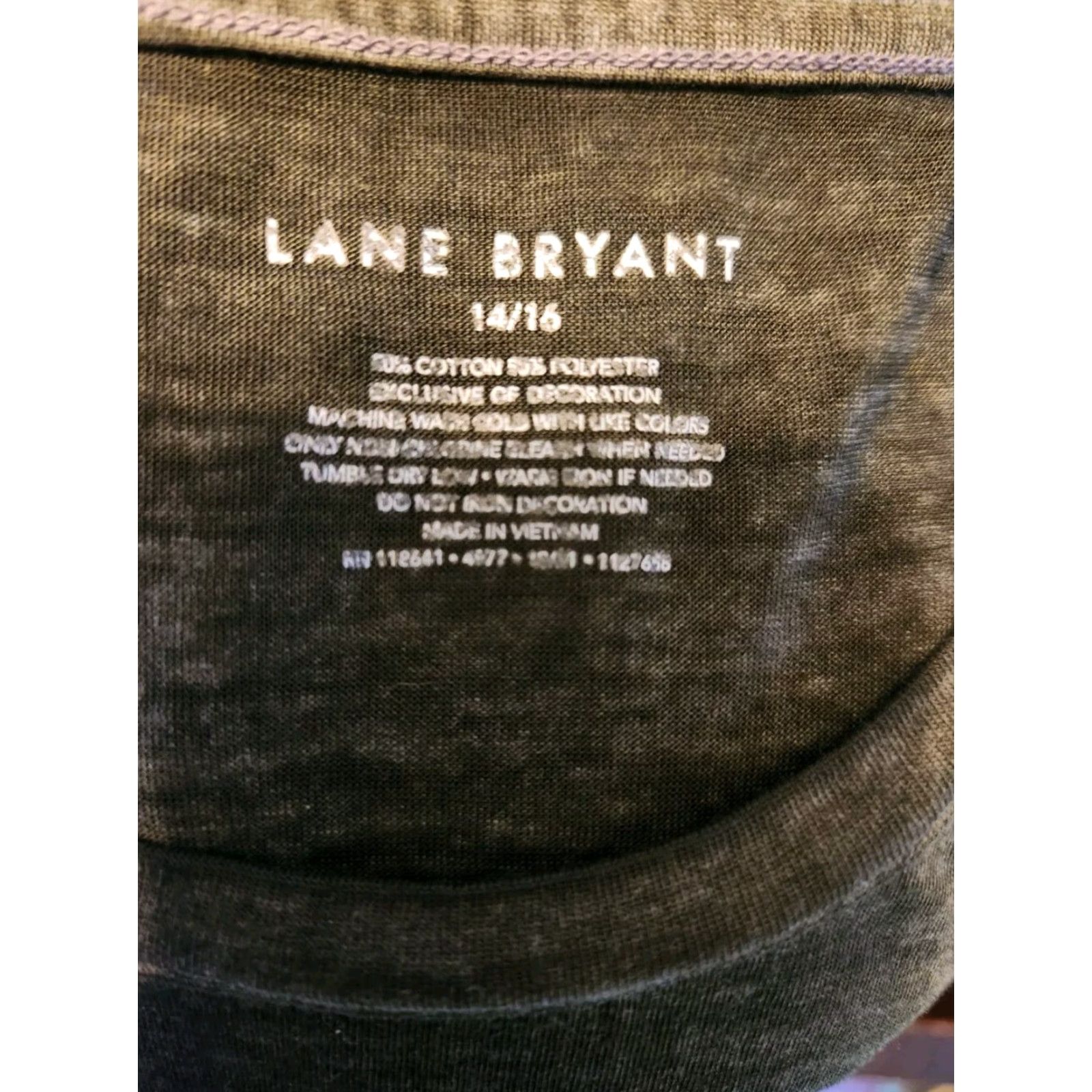 Vintage Lane Bryant Dark Gray Cotton Blend T-Shirt Cap Sleeve Embroidered 14/16 Womens Plus Size Casual Shirt Size XL / US 12-14 / IT 48-50 - 3 Thumbnail