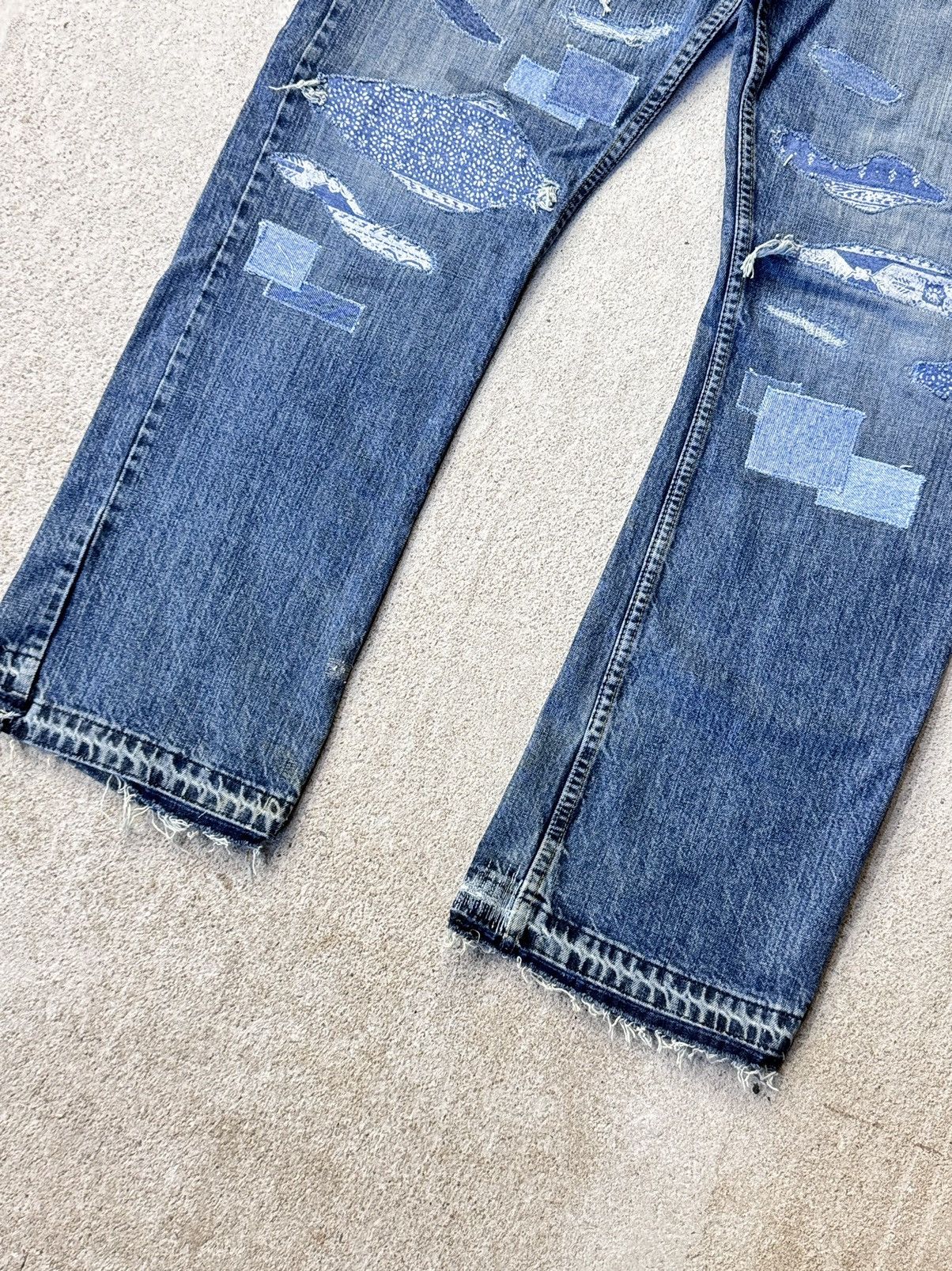Japanese Brand × Lee × Levi's Vintage Clothing Vintage Lee Bootcut Jeans 32x31 Distressed Boro Repair Patch Size US 32 / EU 48 - 2 Thumbnail