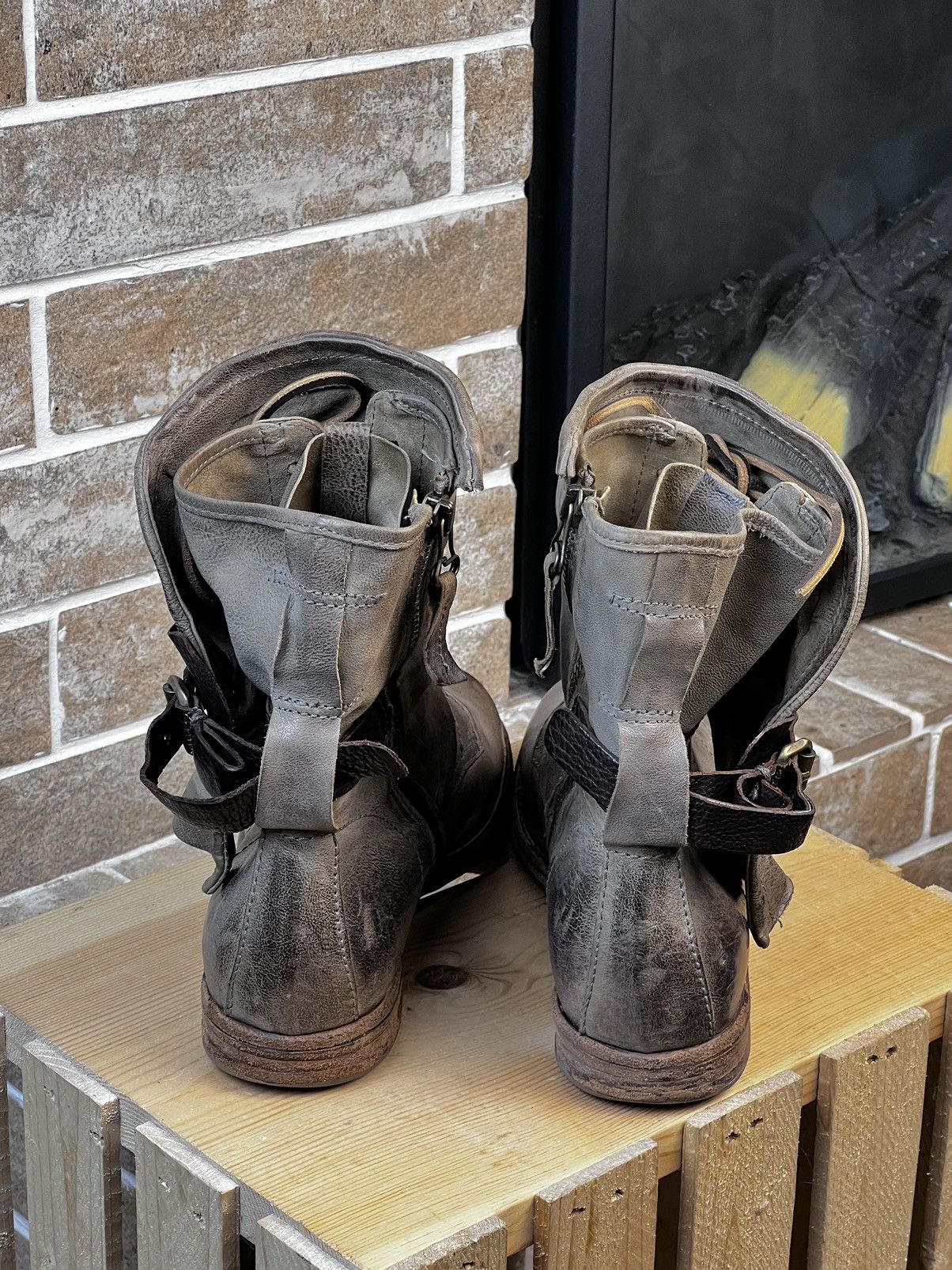 A.S.98 A.S.98. Airstep Grey Leather Biker Ankle Boots Size US 8 / IT 38 - 4 Thumbnail