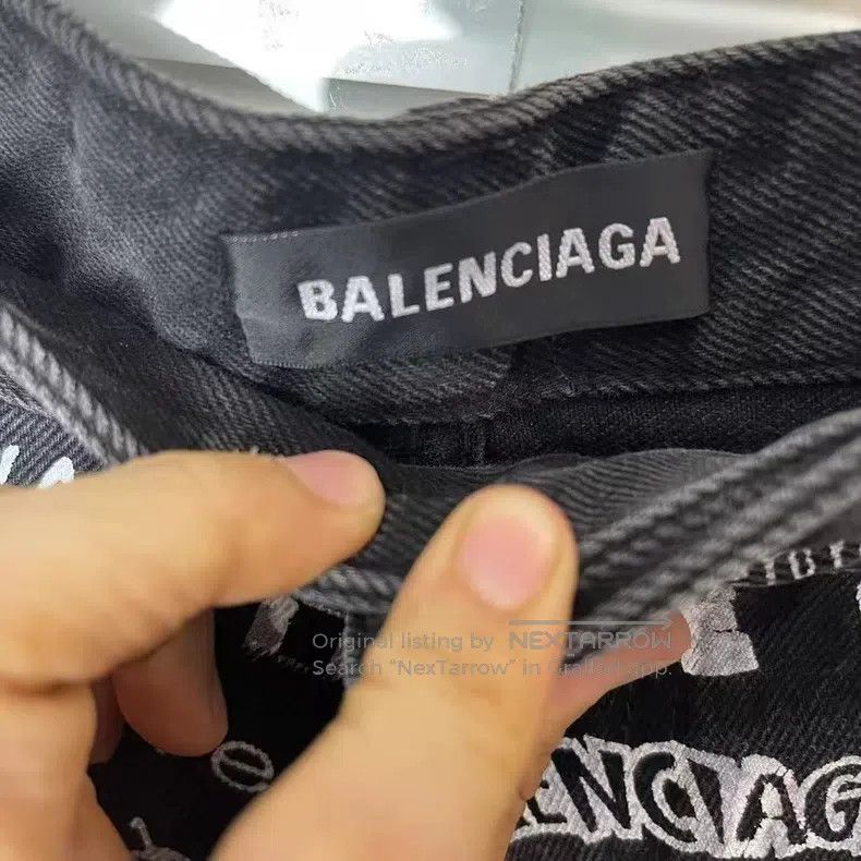 Balenciaga Balenciaga size S Trademark Printed Denim Pants Size US 27 - 3 Thumbnail