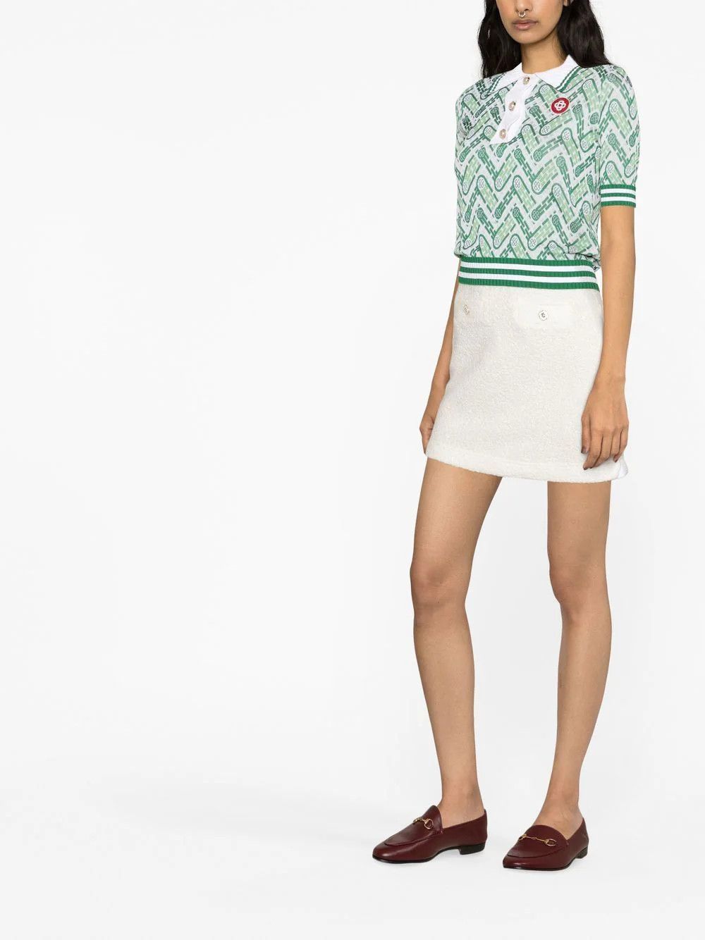 Casablanca White Terry Button Logo Mini Skirt Size 27" / US 4 / IT 40 - 3 Thumbnail