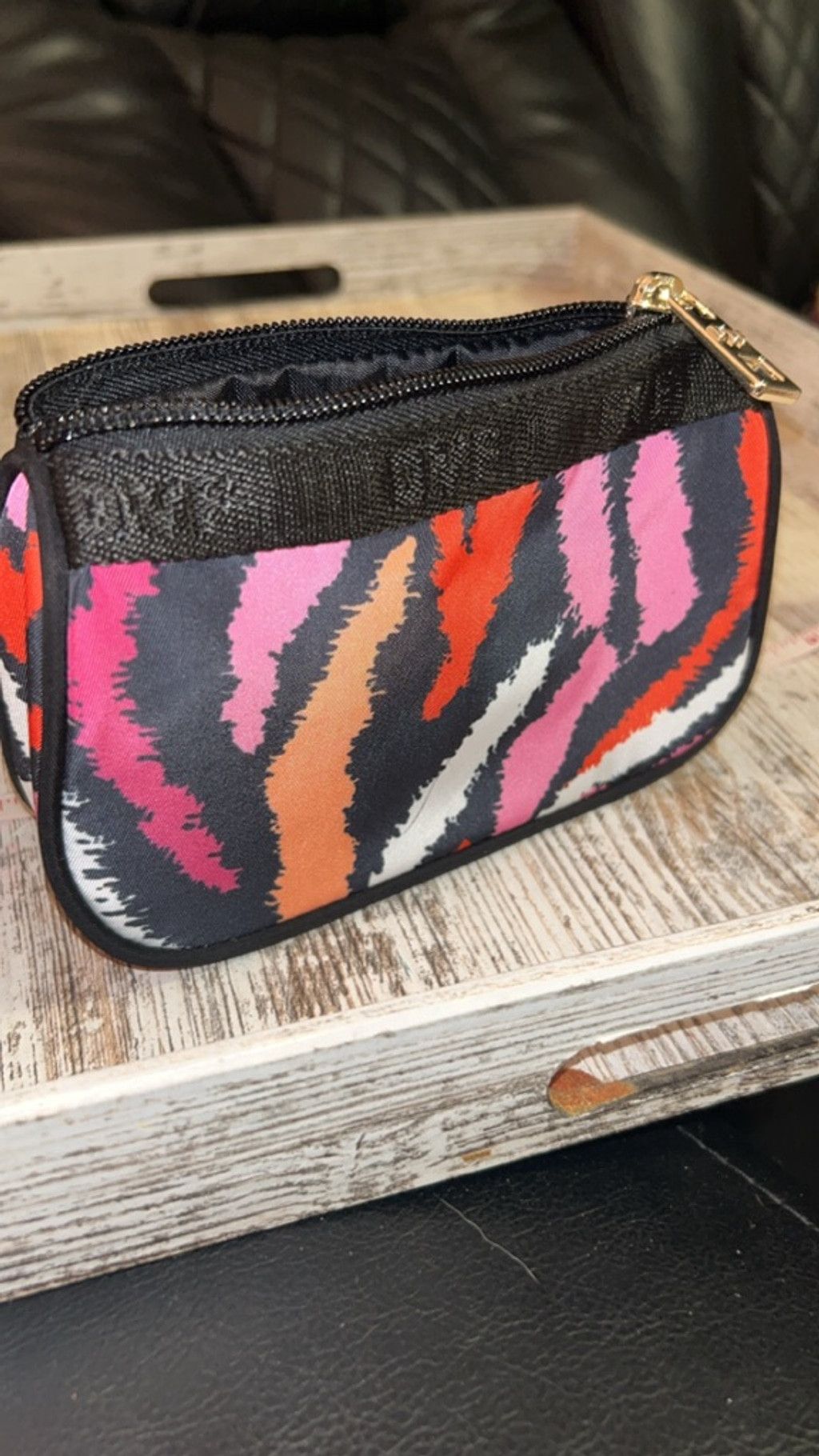 Other Women's DVF One Size Cosmetic Bag Black Pink Orange Zebra p Size ONE SIZE - 1 Thumbnail