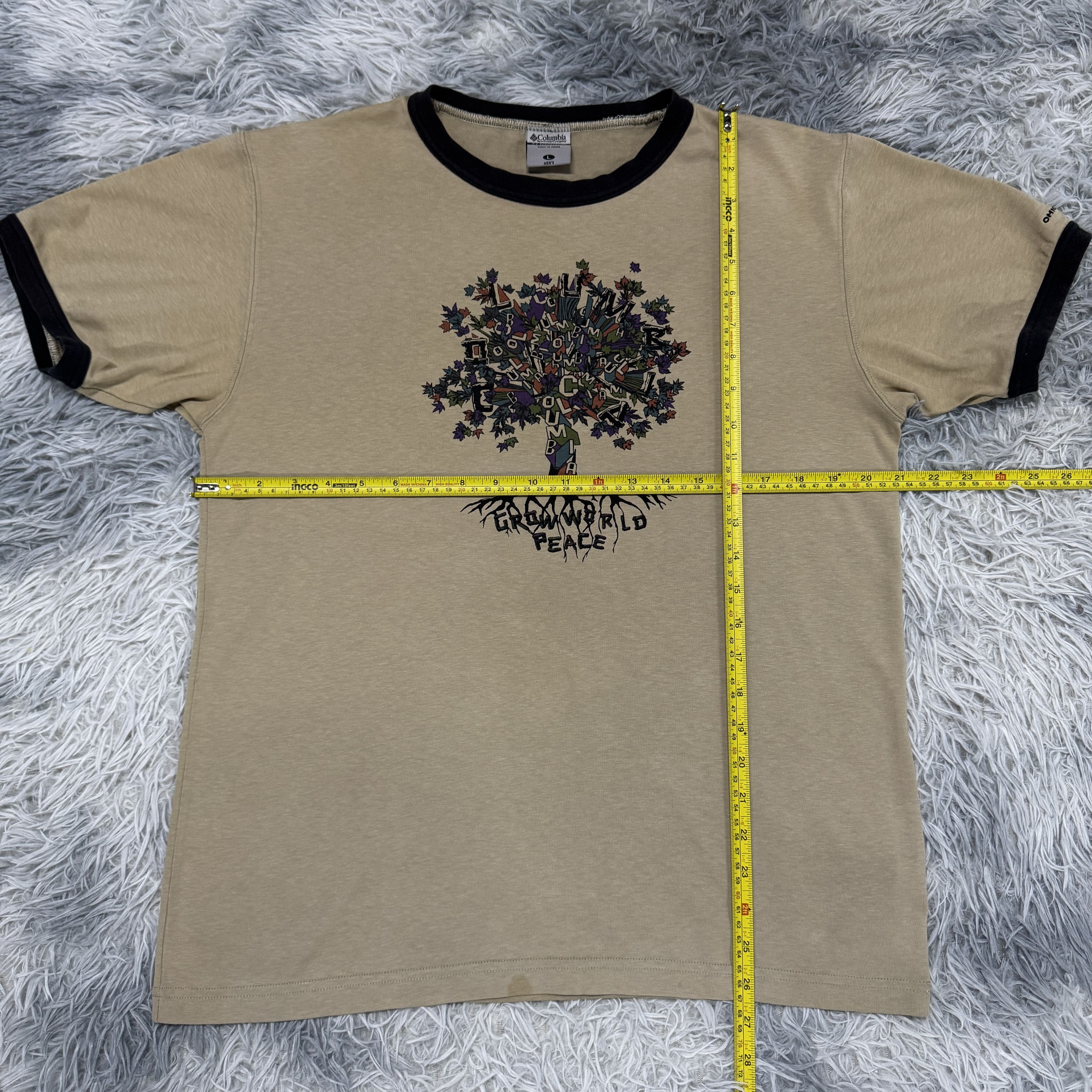 Columbia Vintage 00s Columbia Ringer Tree Graphic "GROUND PEACE" Tee Size US L / EU 52-54 / 3 - 8 Thumbnail