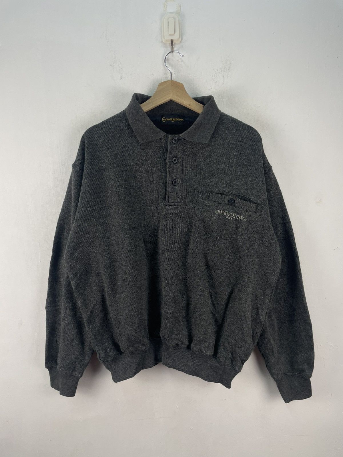Valentino Vintage Gianni Valentino Sweatshirt Half Button Pullover Size US L / EU 52-54 / 3 - 1 Thumbnail
