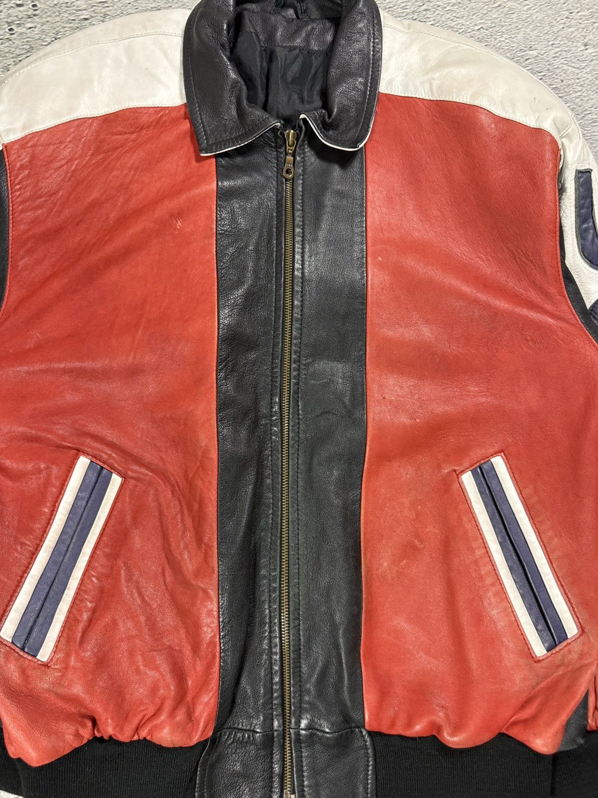 Other Vintage USA leather jacket flag black red white Max Moser Size US M / EU 48-50 / 2 - 7 Thumbnail