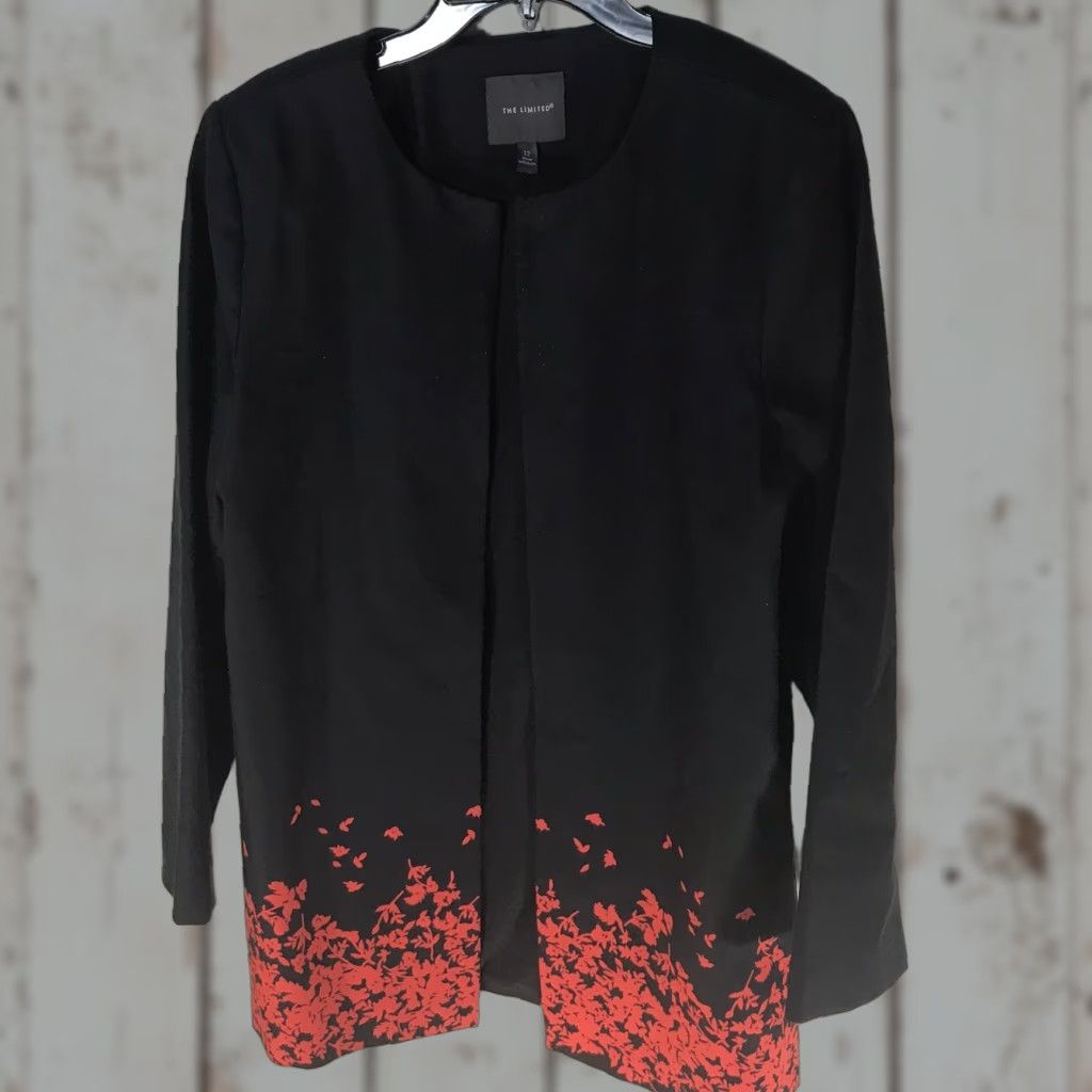 Vintage THE LIMITED Floral Open Front Dress Jacket Womens Size 12 Blk/Red Casual Workwear Size XL / US 12-14 / IT 48-50 - 1 Thumbnail