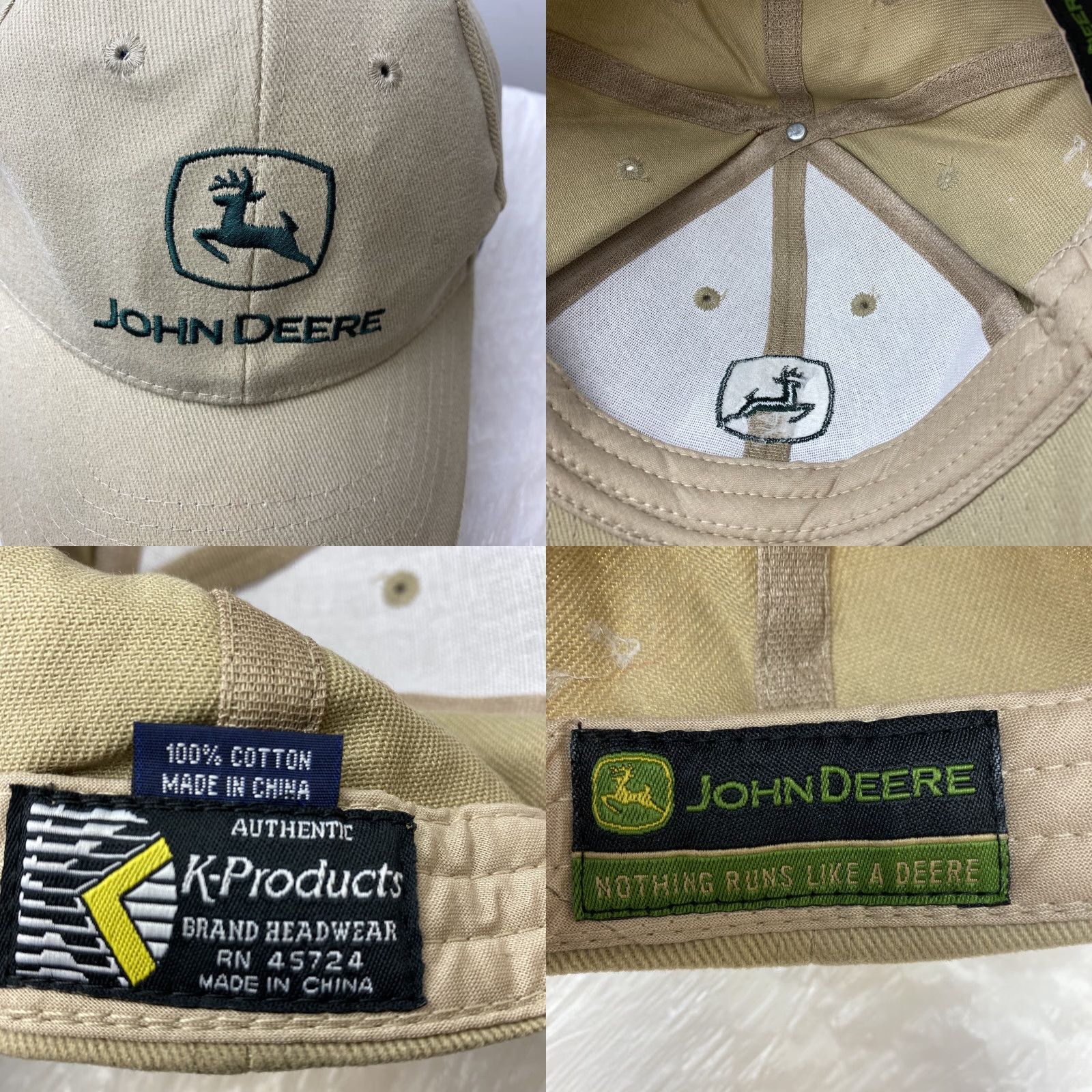 John Deere John Deere Hat Snapback Beige Adjustable Embroidered Tractor Mens / H-68 Size ONE SIZE - 8 Thumbnail