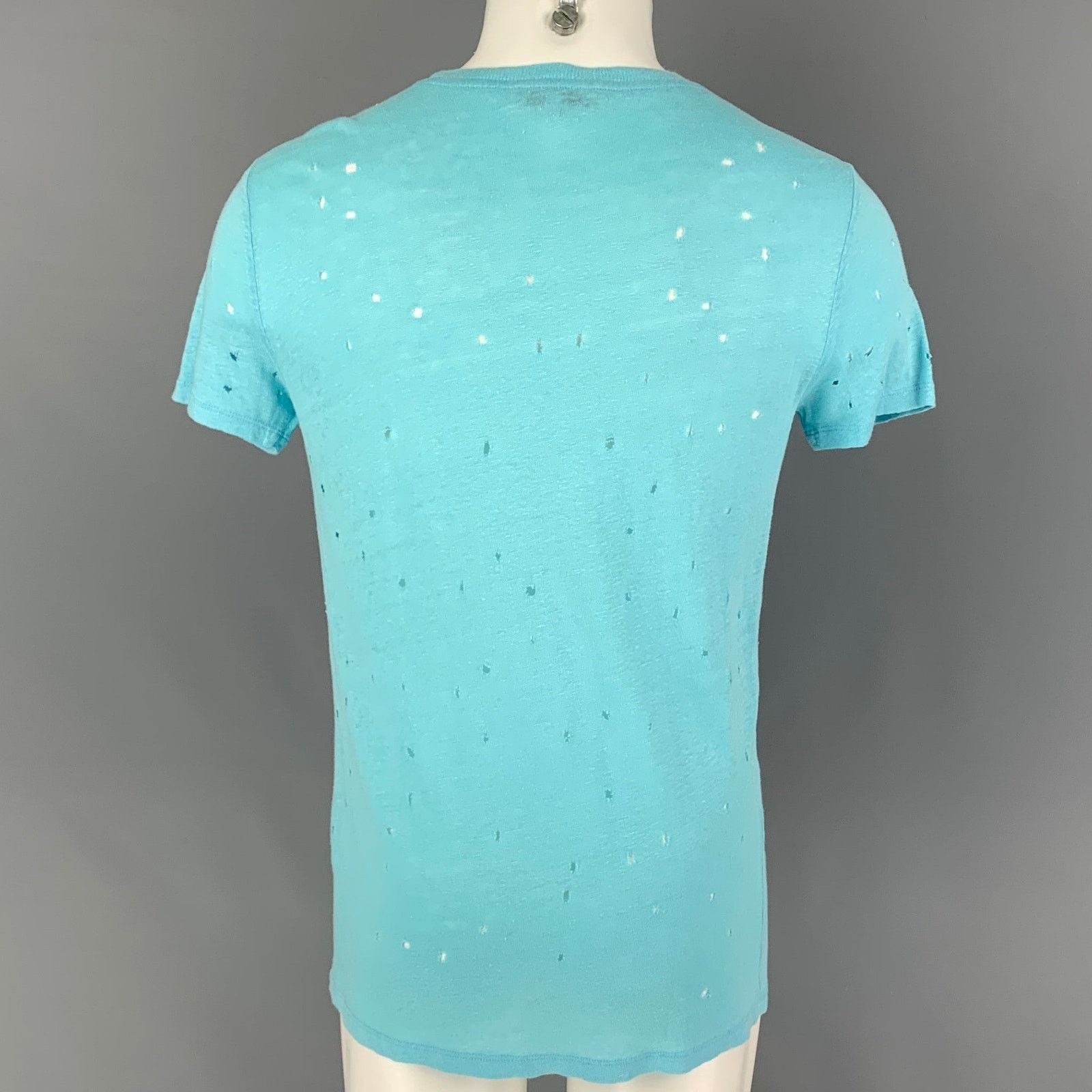 Iro IRO Size S Clay Blue Aqua Distressed Linen Crew Neck T-shirt Size US S / EU 44-46 / 1 - 3 Thumbnail