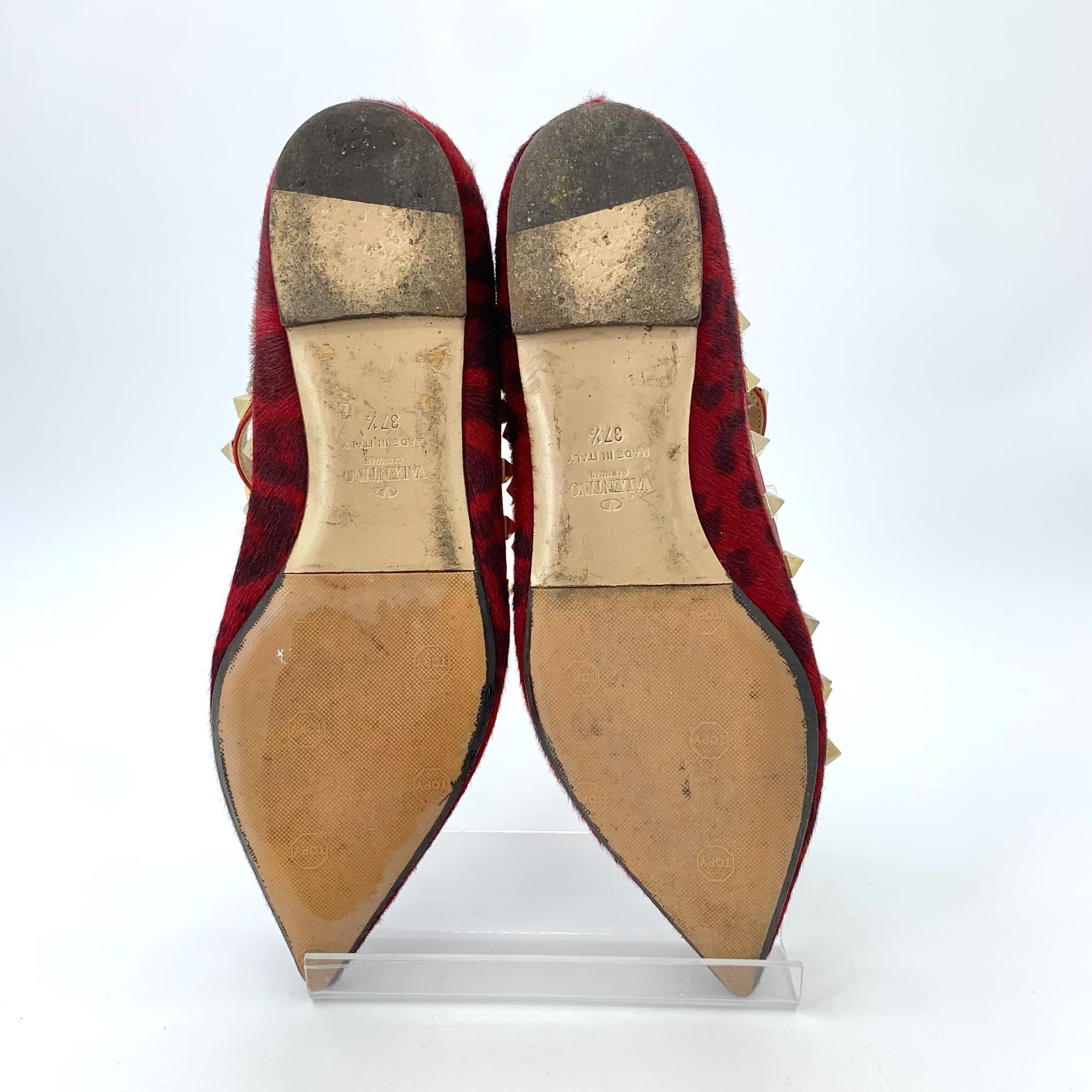 Valentino Valentino Garavani Red Leopard Studded Pointed Toe Mary Jane Size US 7 / IT 37 - 6 Thumbnail