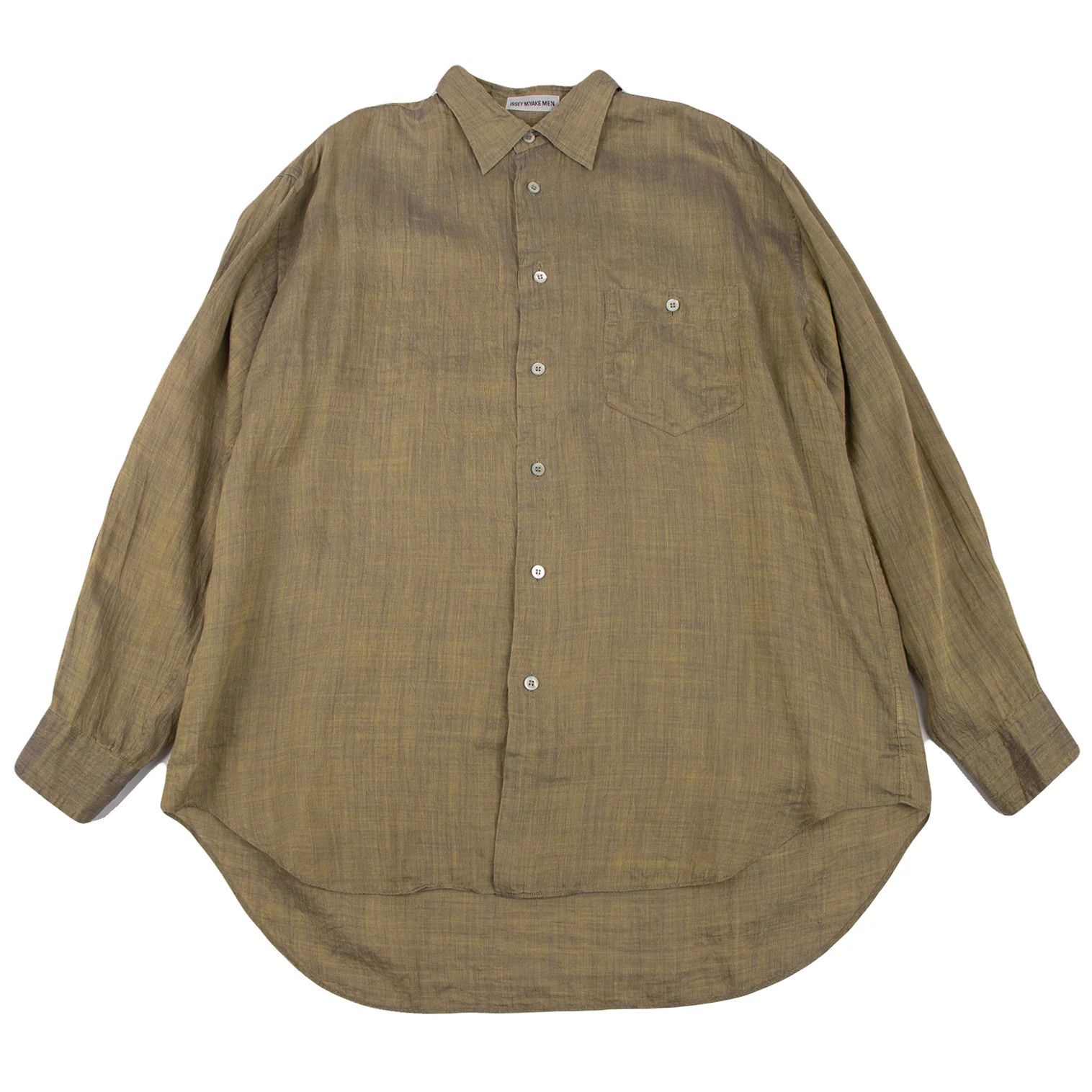 Issey Miyake Linen Long Sleeve Shirt in Yellow-Grey, Size XL Size US XL / EU 56 / 4 - 1 Thumbnail
