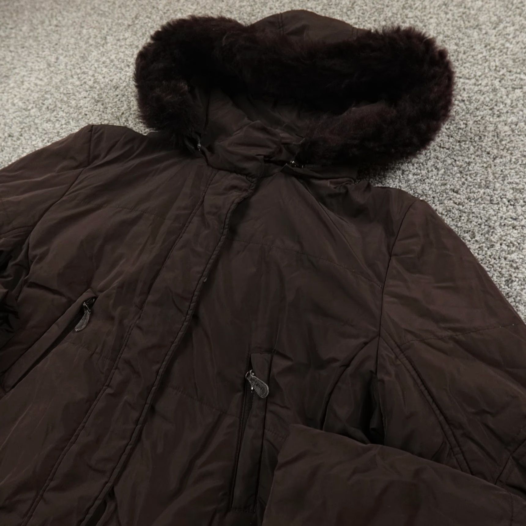 Calvin Klein Calvin Klein Coat Womens XL Brown Hooded Parka Insulated Fur Trim Zipper Mid-Length Size XL / US 12-14 / IT 48-50 - 2 Thumbnail