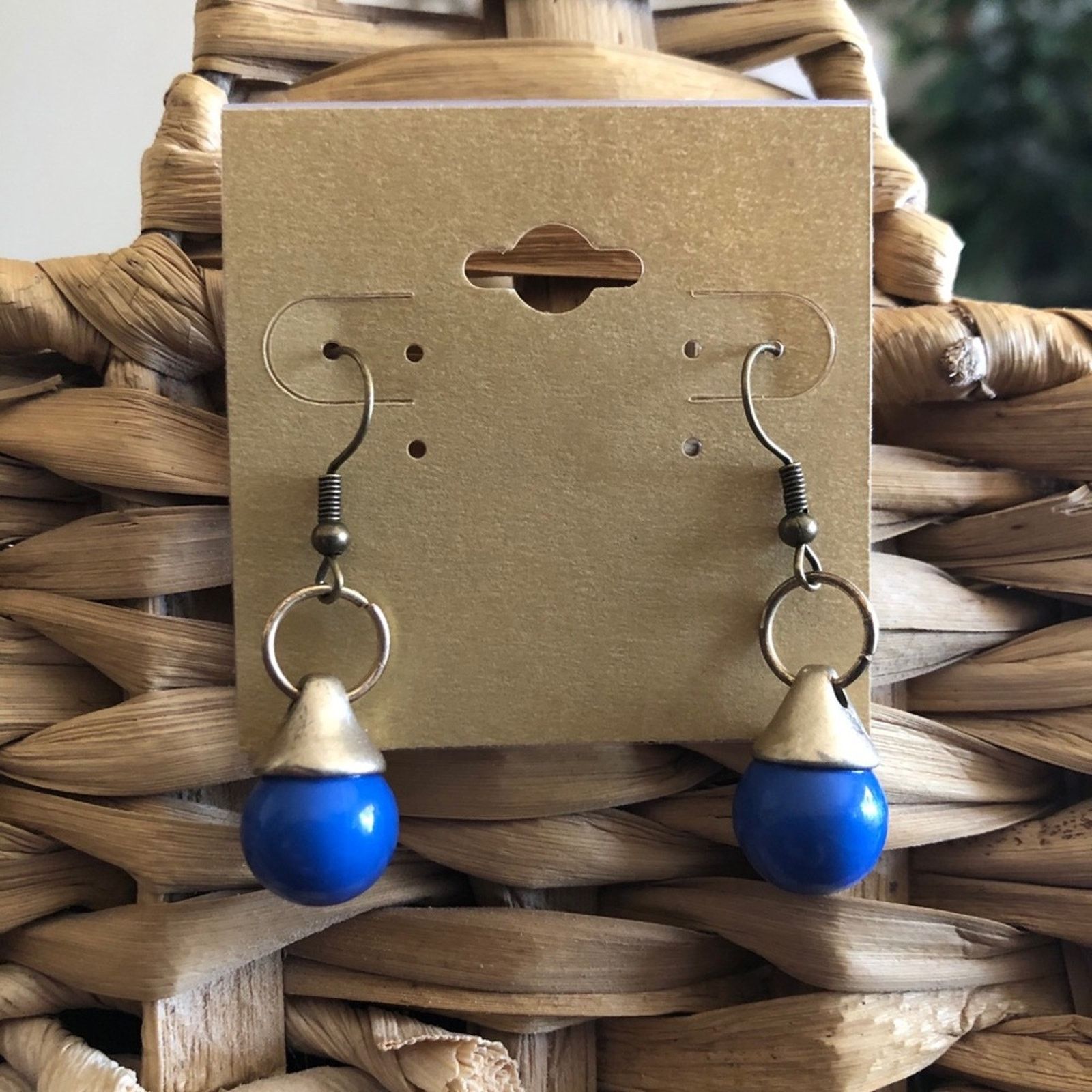 Vintage Vintage repurpose blue glass ball earrings Size ONE SIZE - 1 Thumbnail
