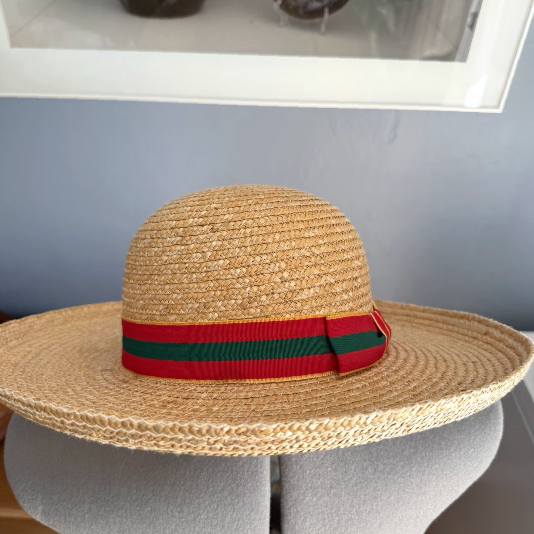 Banana Republic wide brim straw hat Banana Republic Womens Sun Hat Blue Size M/L Straw Polyester  main image 4