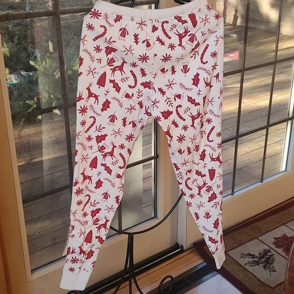 Designer Hanna Andersson Adult Long John Holiday Scandi Cane Pajama S Size 28" / US 6 / IT 42 - 6 Thumbnail