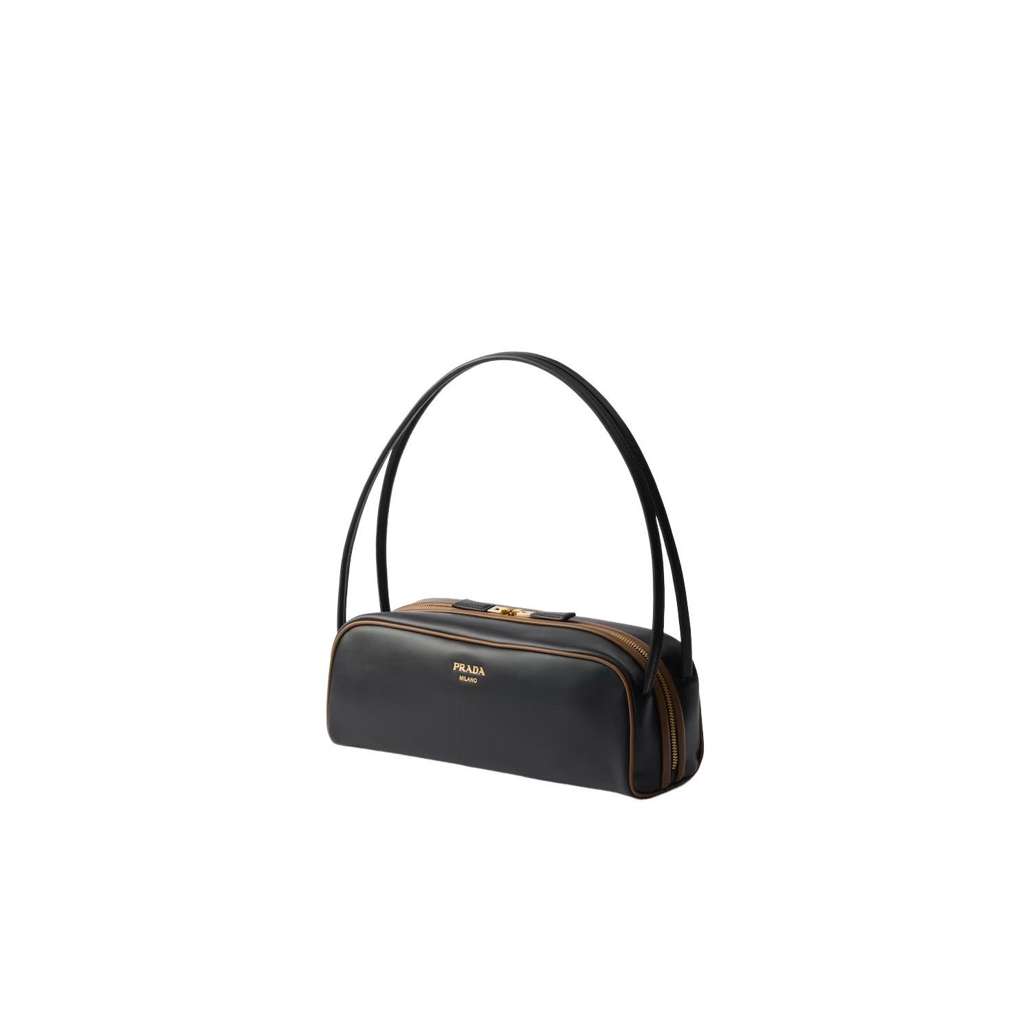 Prada PRADA Swing $3500 Black/Hazelnut Leather Shoulder Bag New & Size ONE SIZE - 2 Thumbnail