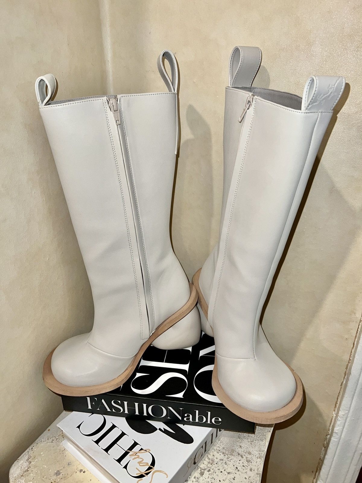 YUME YUME ARCHIVAL YUME YUME Love Heel Knee-High Boots - White Size US 6 / IT 36 - 2 Thumbnail