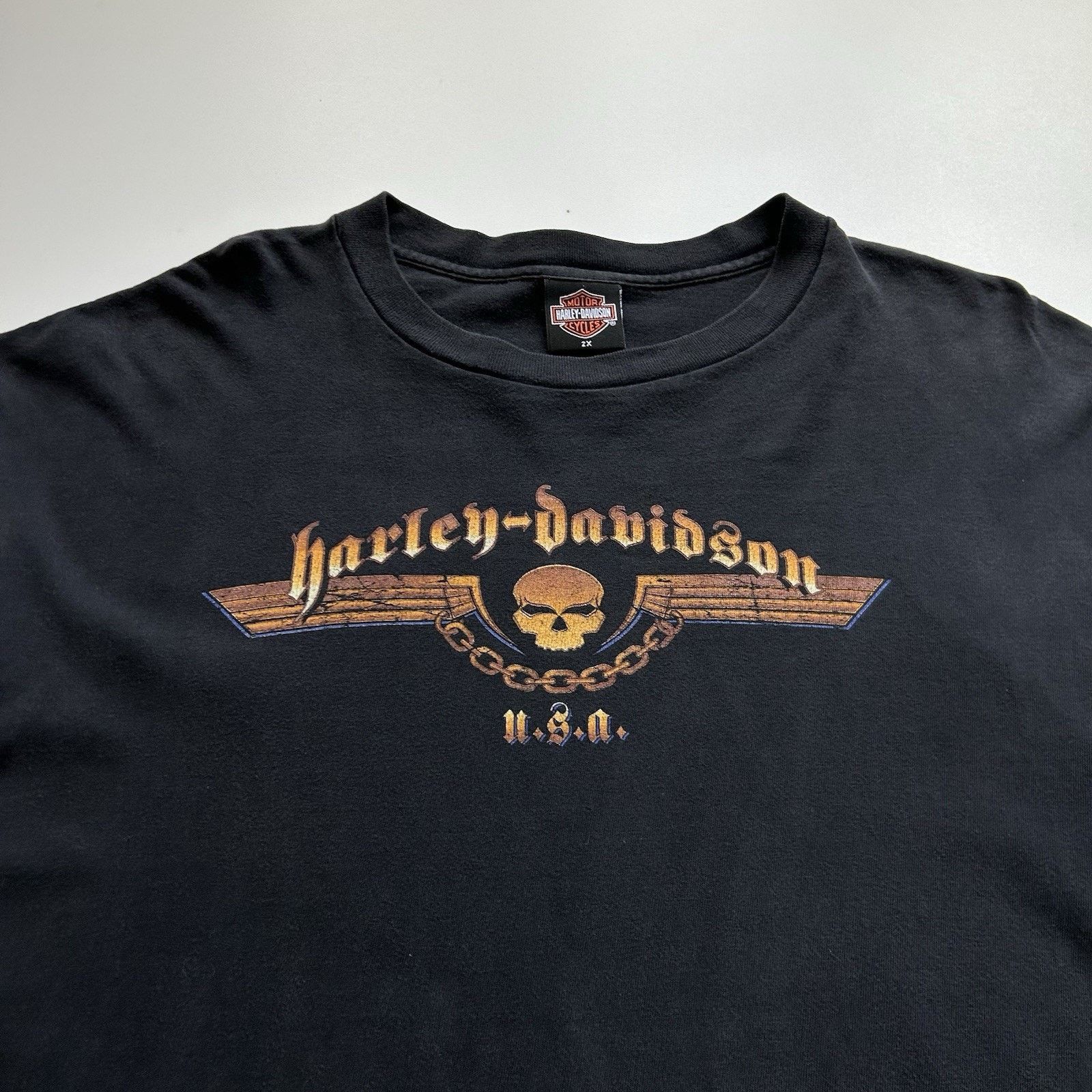 Harley Davidson Vintage Harley Davidson Long Sleeve T Shirt 2XL Skull Chains Size US XXL / EU 58 / 5 - 2 Thumbnail