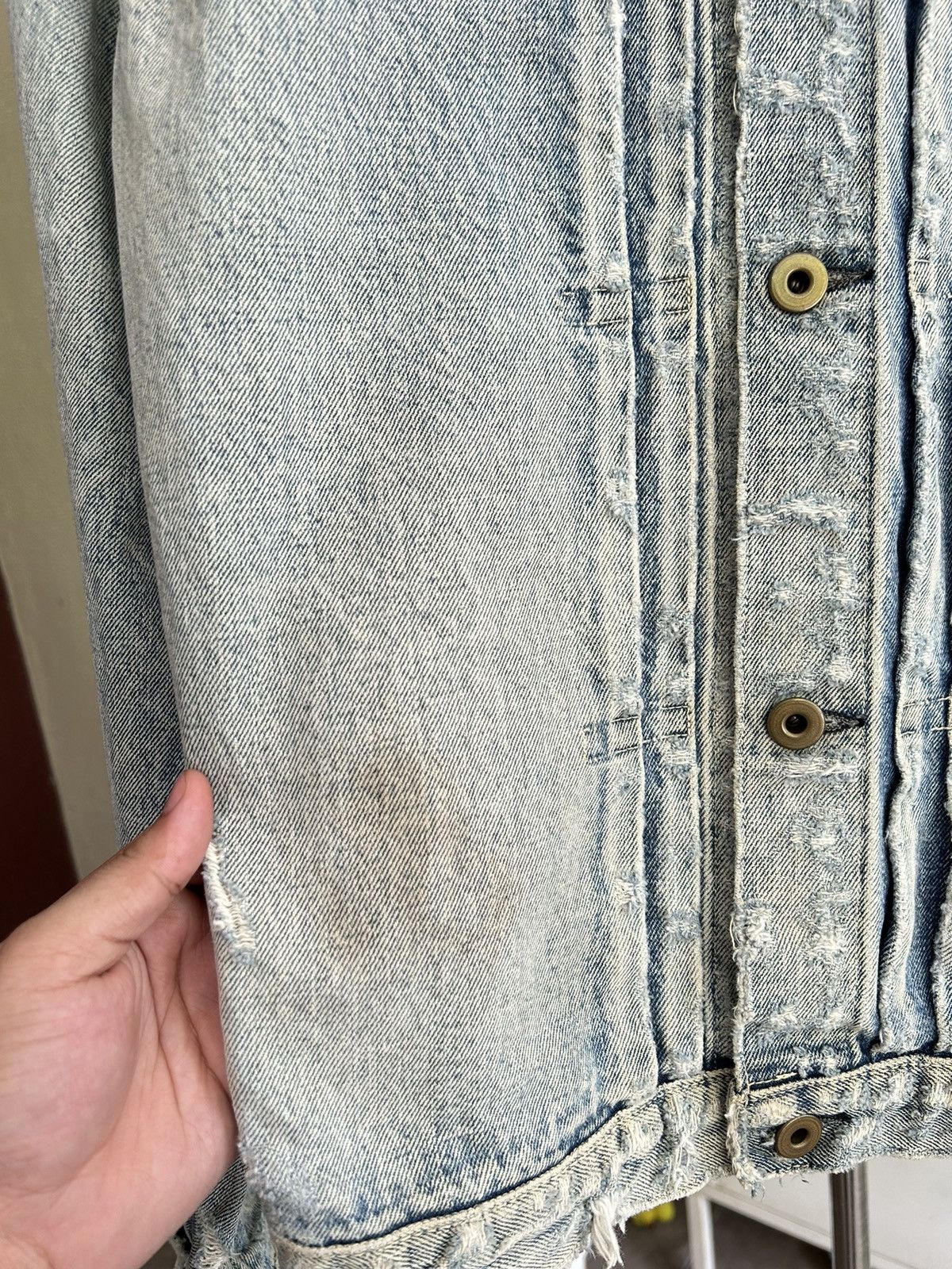 If Six Was Nine Wjk Distressed Denim Jacket Size US L / EU 52-54 / 3 - 6 Thumbnail