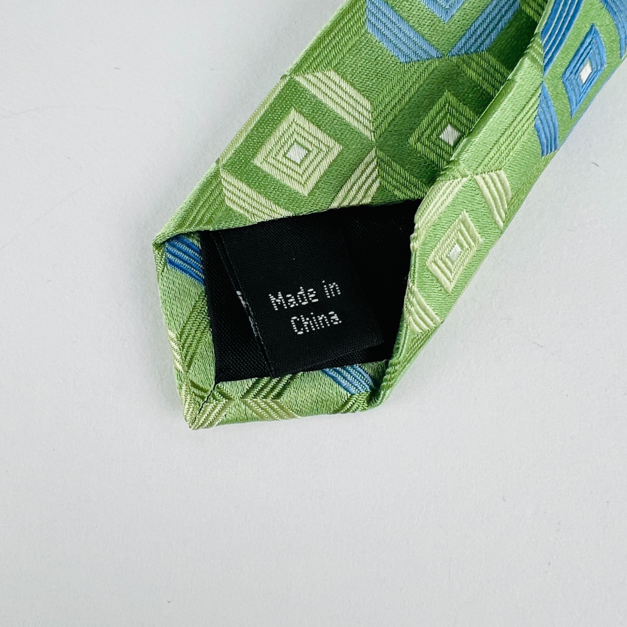 Michael Kors Michael Kors Green Geometric 100% Silk Necktie Tie Size ONE SIZE - 6 Thumbnail